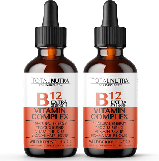 Extra Strength Vegan B Vitamin Drops with Green Tea & Ginkgo Biloba for Instant Energy & Metabolism Support - Non GMO - Alternative to B Complex Capsules - 2pk