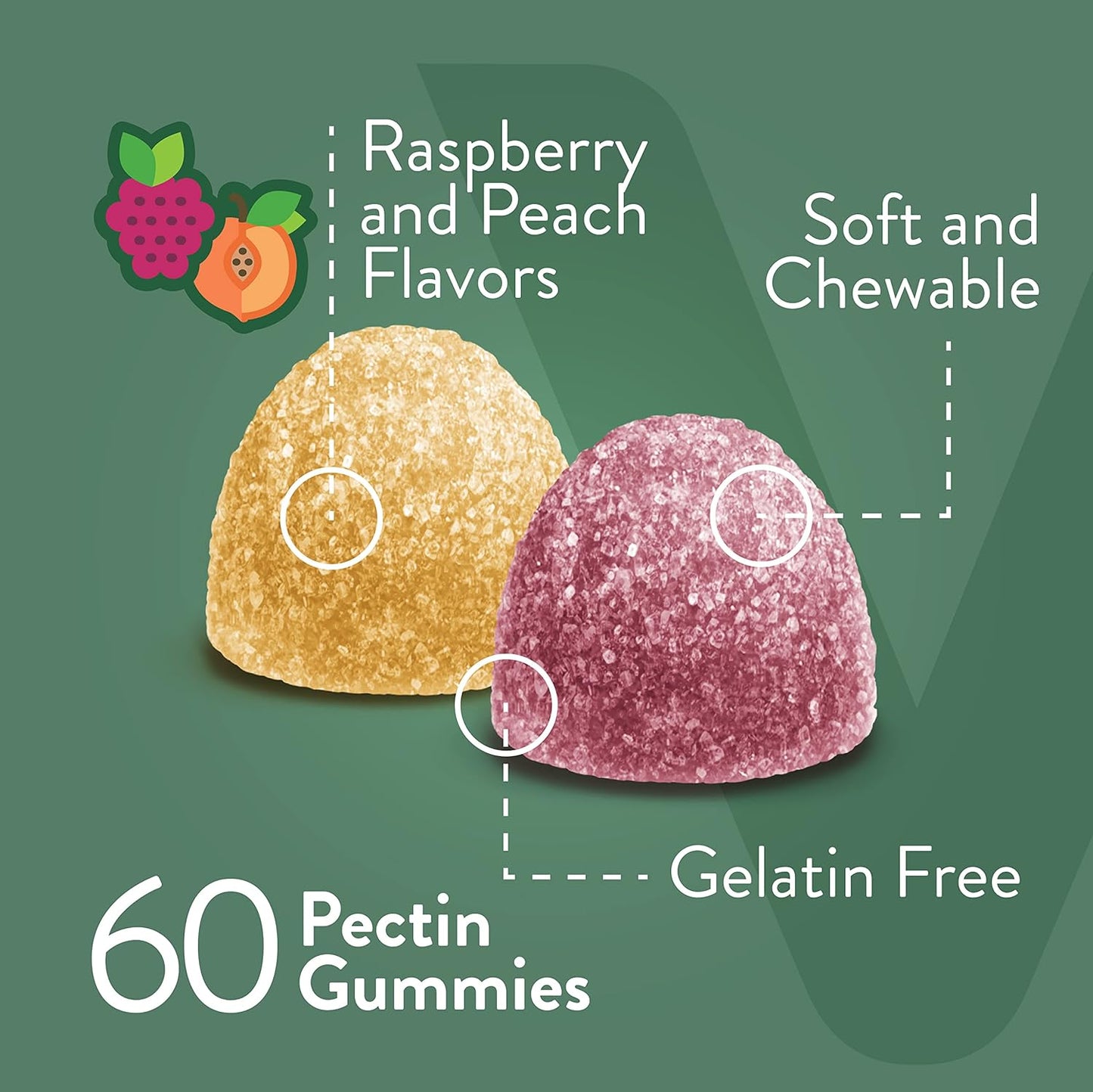 Extra Strength Vegan Magnesium Citrate Gummies for Adults & Teens - 170mg, Supports Calm Mood, Muscle Function - Raspberry & Peach Flavor