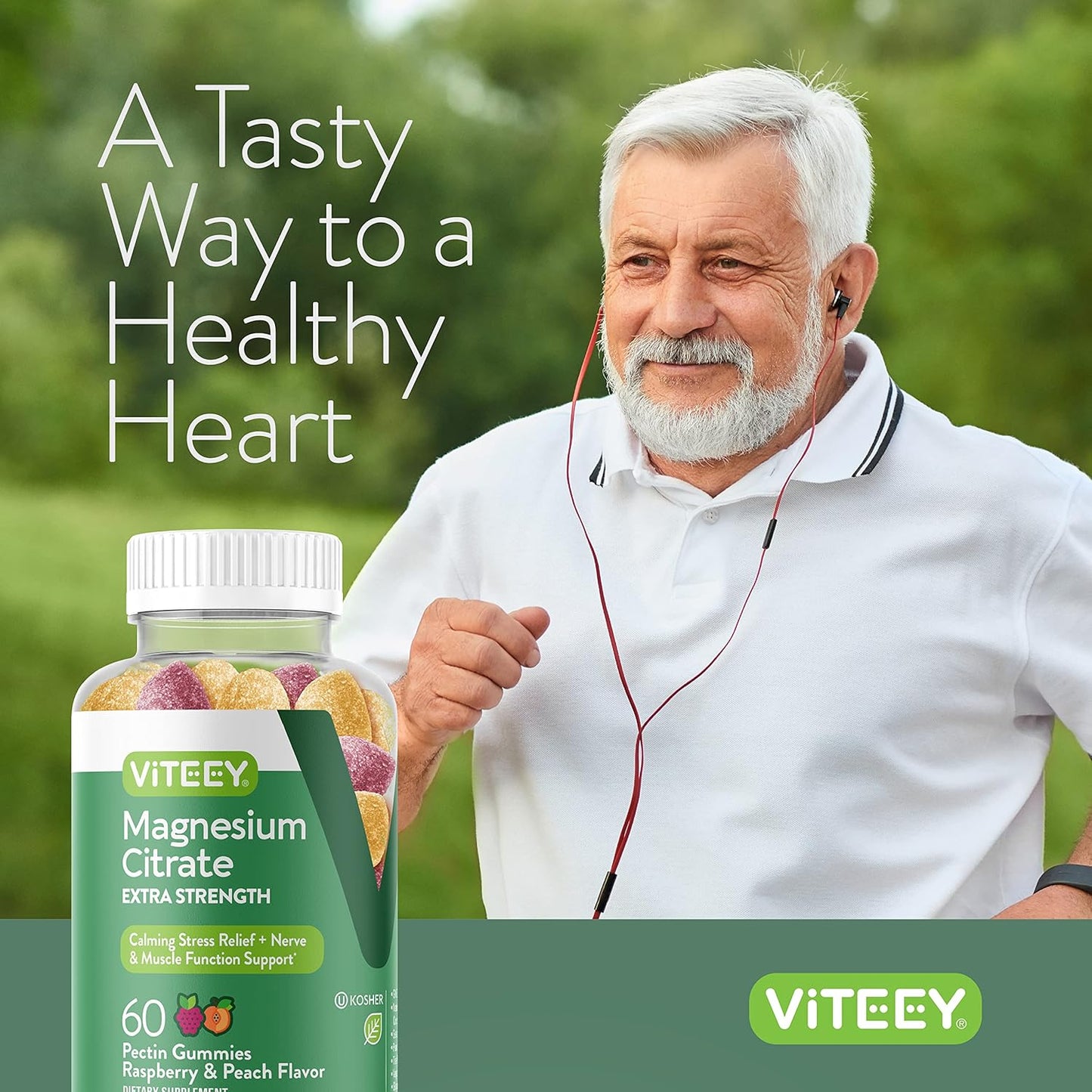 Extra Strength Vegan Magnesium Citrate Gummies for Adults & Teens - 170mg, Supports Calm Mood, Muscle Function - Raspberry & Peach Flavor