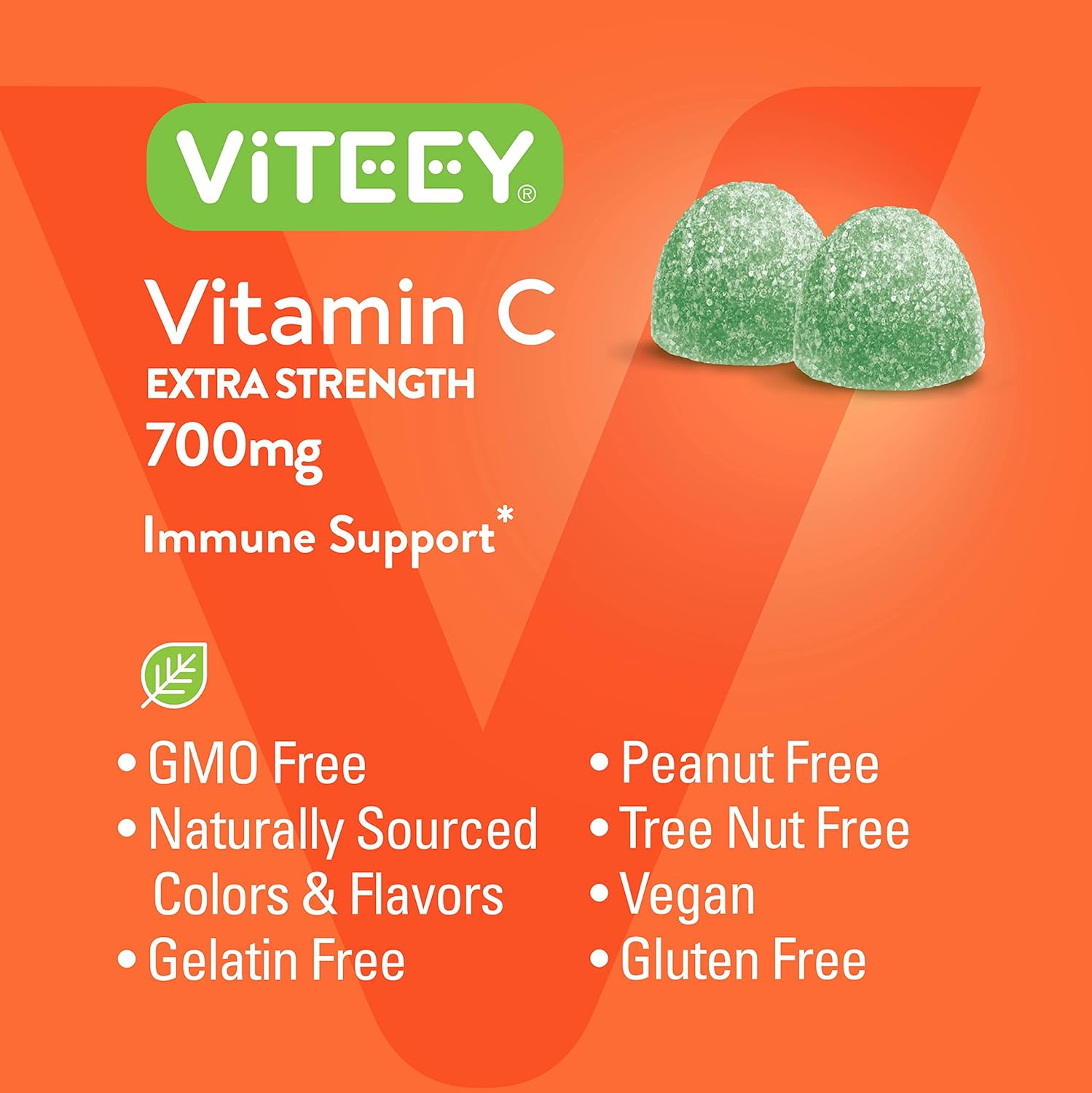Extra Strength Vegan Vitamin C Gummies for Adults & Teens - Immune Support Booster - 700mg - Sour Apple Flavored - 120 Count