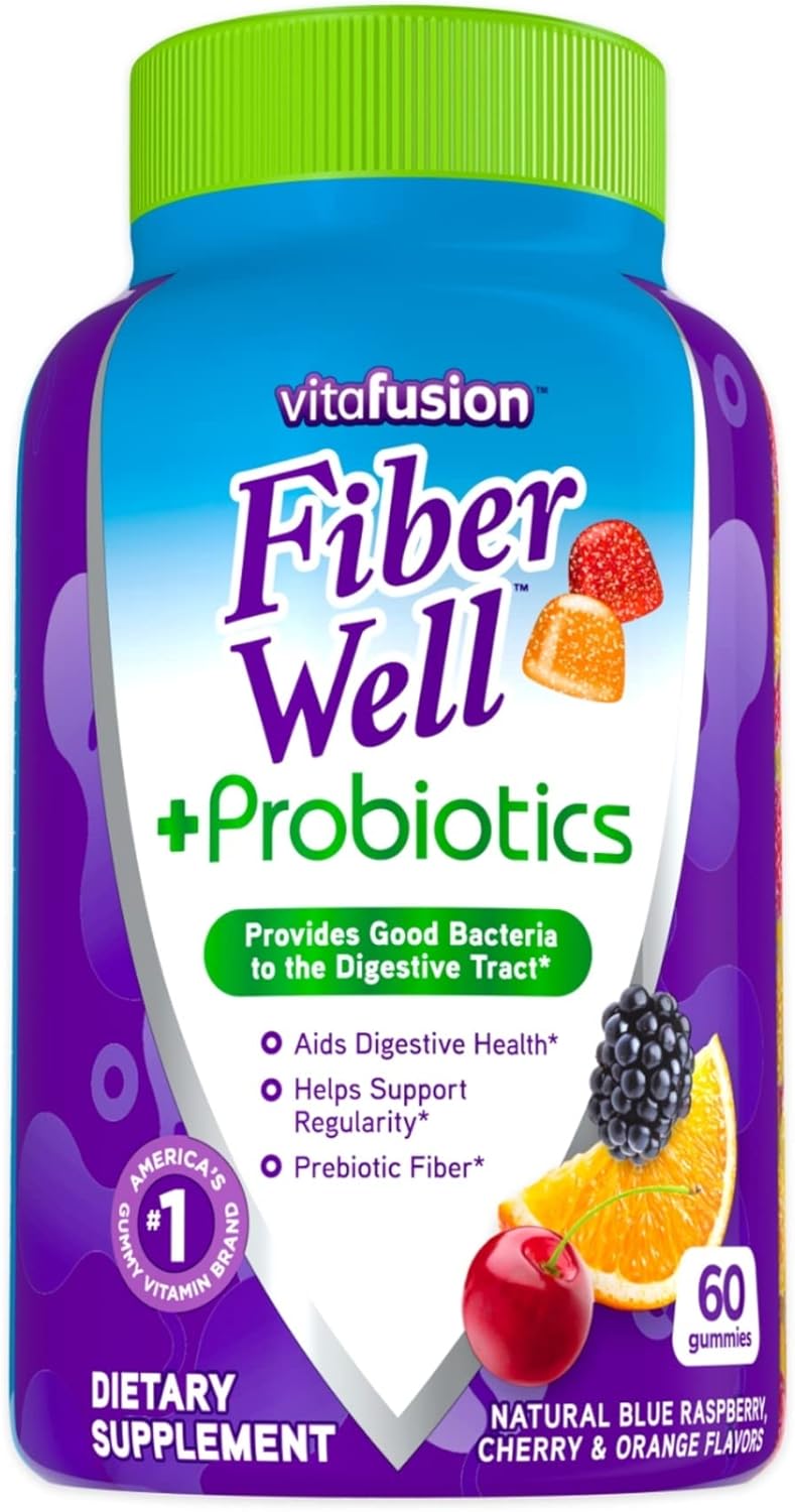 Extra Strength Vitamin B12 Gummies with Probiotics & Fiber for Energy and Metabolism Support - 60 Count Fiber Well Gummies + 90 Count B12 Gummies