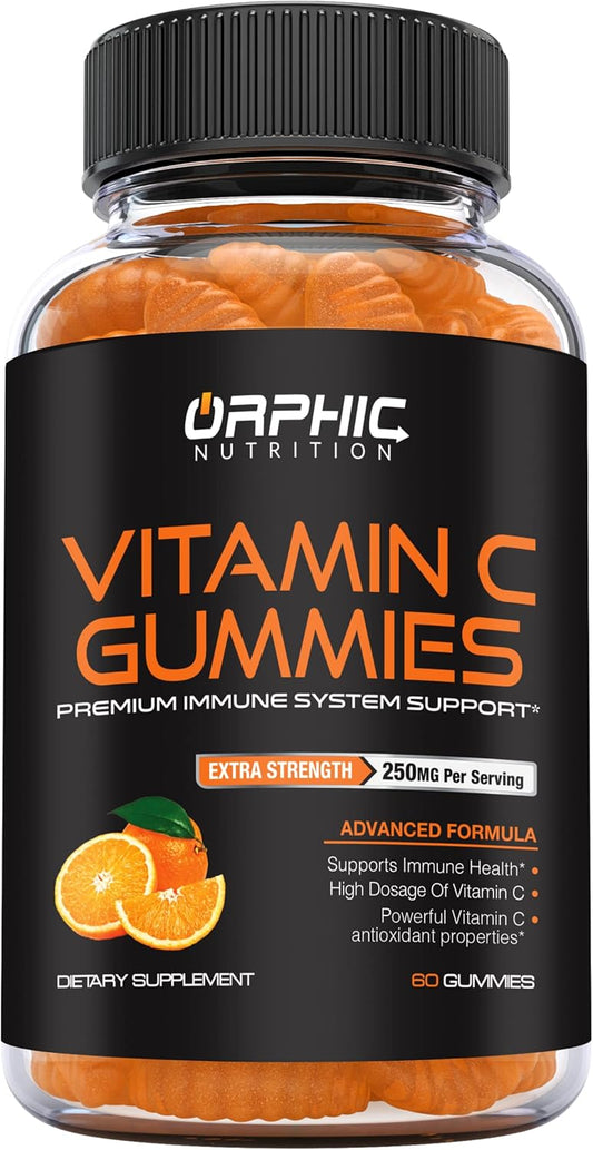 Extra Strength Vitamin C Gummies for Immune System Support - 250mg Antioxidant Supplement for Adults & Kids - 60 Gummies