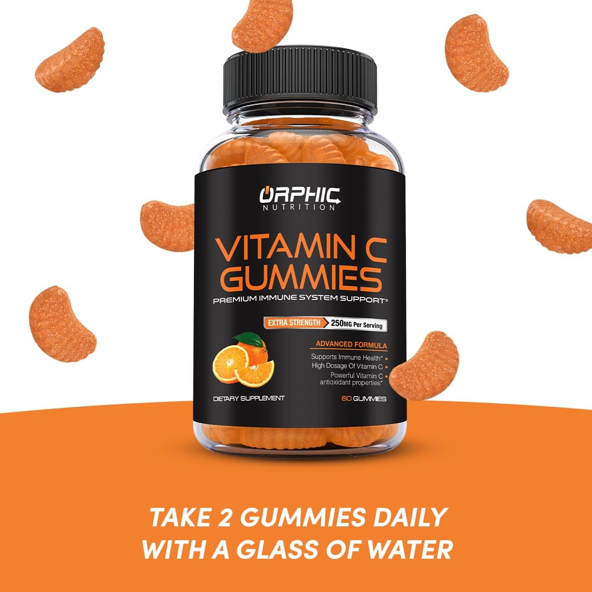 Extra Strength Vitamin C Gummies for Immune System Support - 250mg Antioxidant Supplement for Adults & Kids - 60 Gummies