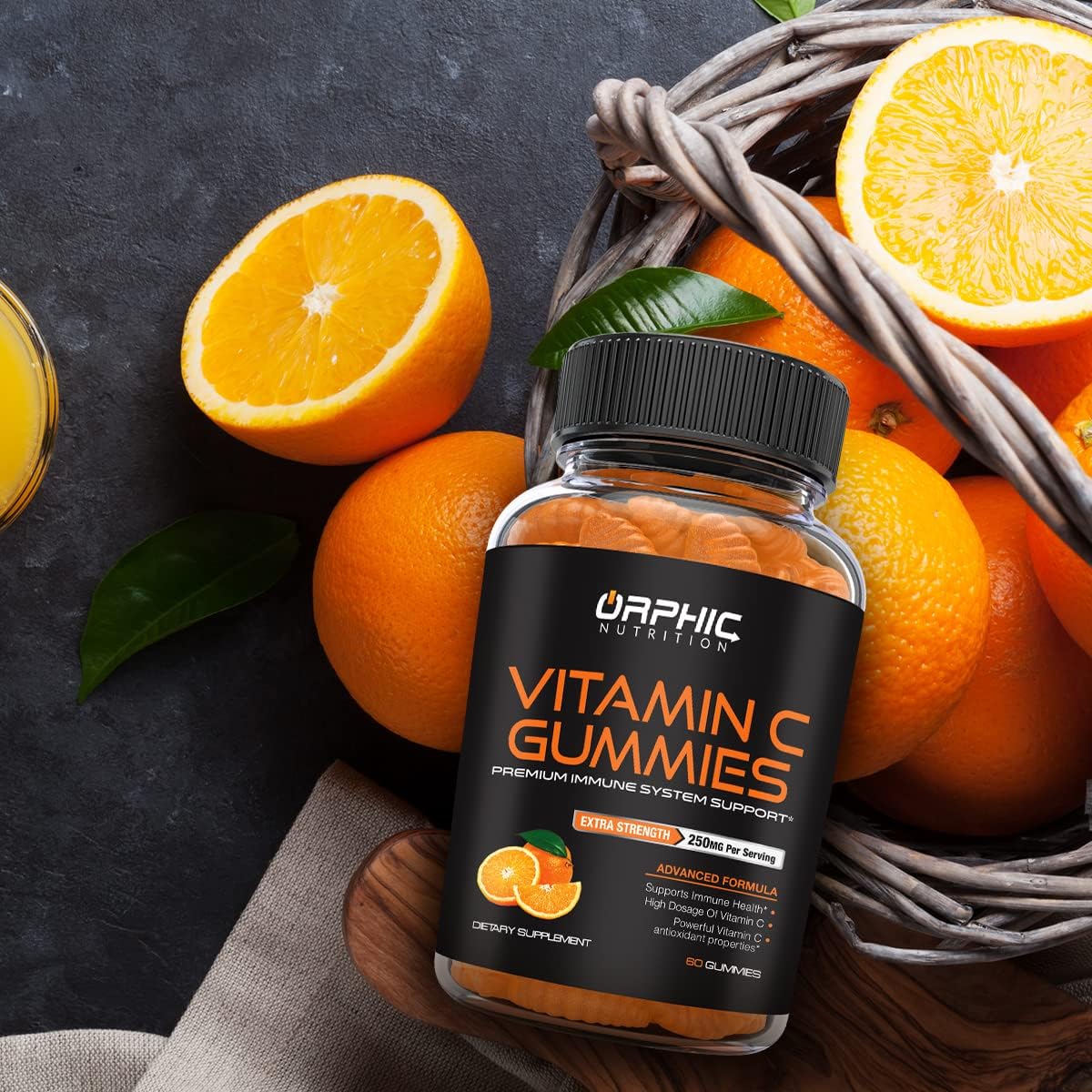 Extra Strength Vitamin C Gummies for Immune System Support - 250mg Antioxidant Supplement for Adults & Kids - 60 Gummies