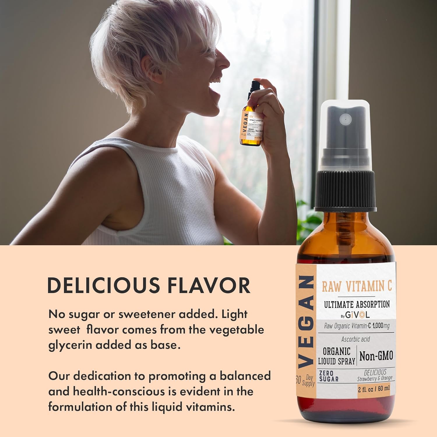 Extra Strength Vitamin C Spray with Lemon, Orange, Strawberry Extracts - 2oz (60ml) - 60 Day Supply