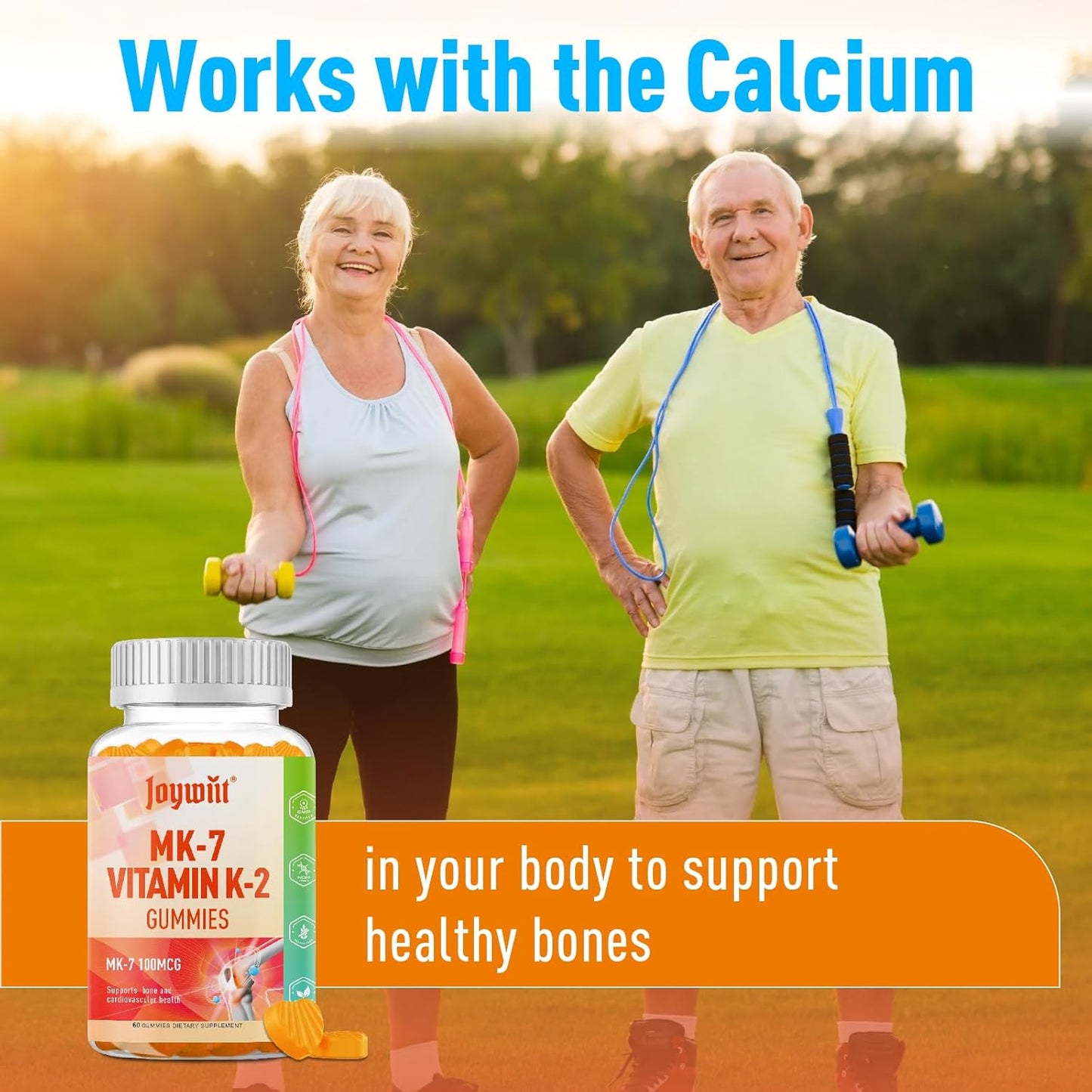 Extra Strength Vitamin K2 MK-7 Gummies for Bone & Heart Support - Natural Orange Flavor, Non GMO, Vegan - 60 Gummies