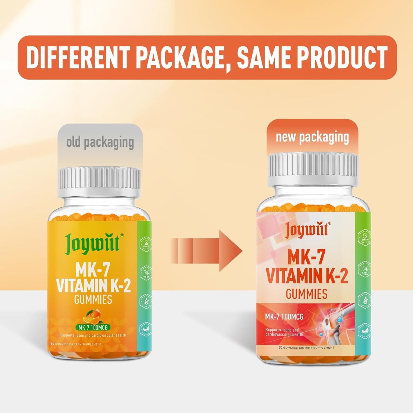 Extra Strength Vitamin K2 MK-7 Gummies for Bone & Heart Support - Natural Orange Flavor, Non GMO, Vegan - 60 Gummies