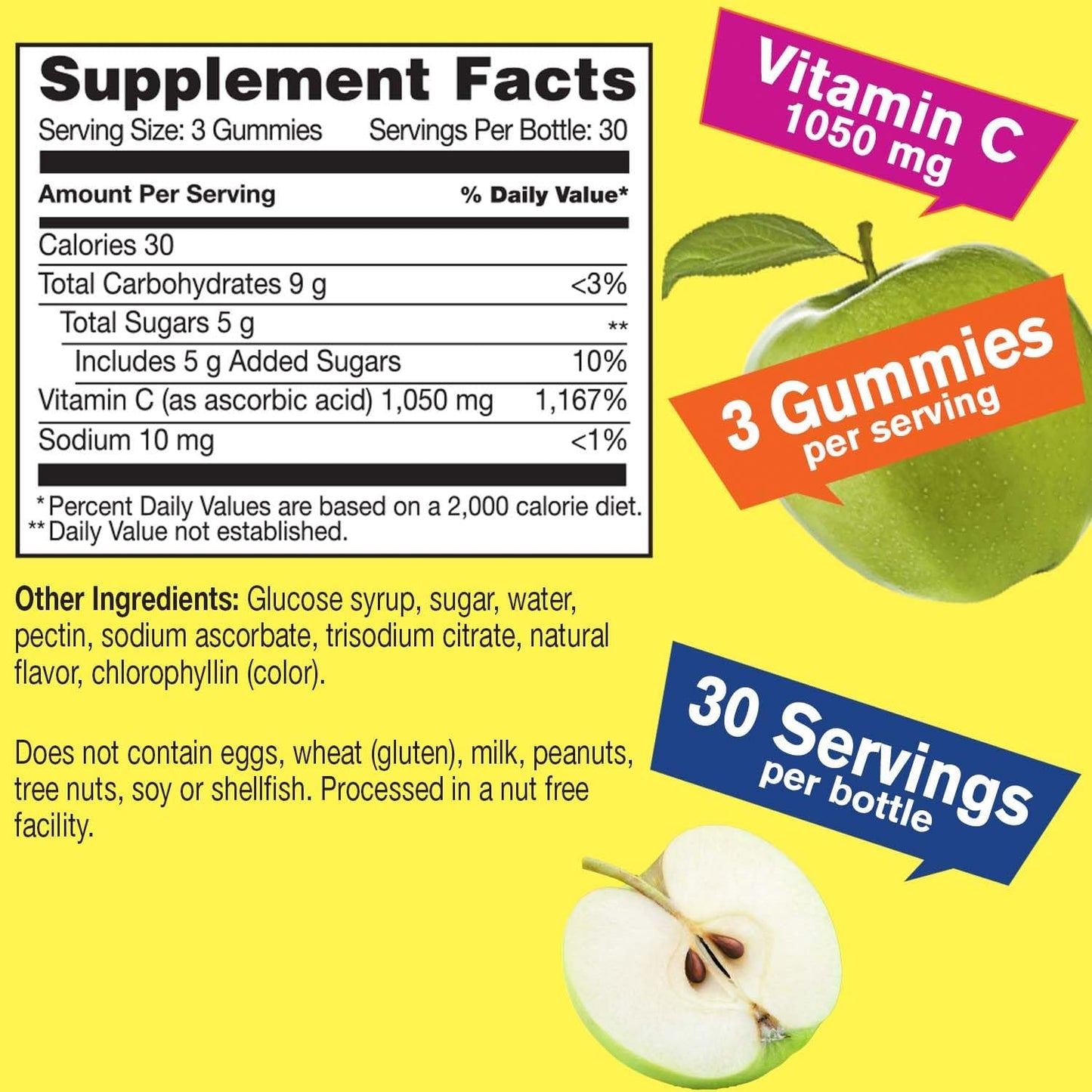Extra Strength WellYeah Vitamin C 1050 mg Gummies for Immune Support - Natural Flavors, Antioxidant - Vegetarian, Non-GMO, Gluten Free - 30 Servings