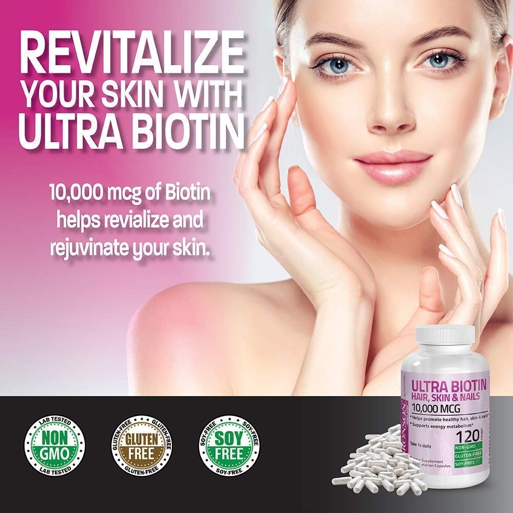 Extra Strength Women's Hair, Skin, and Nails Supplement with Ultra Biotin 10,000 Mcg
