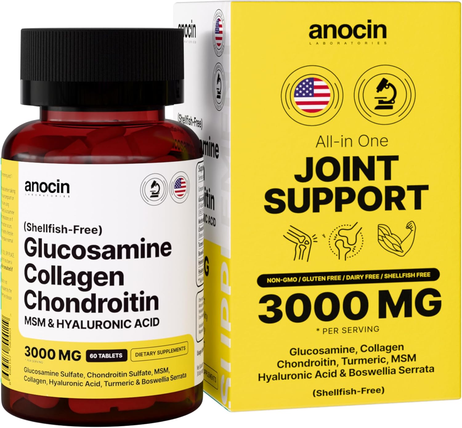 Extra Strong Glucosamine, Collagen, Chondroitin, MSM, and Hyaluronic Acid Tablet Supplement