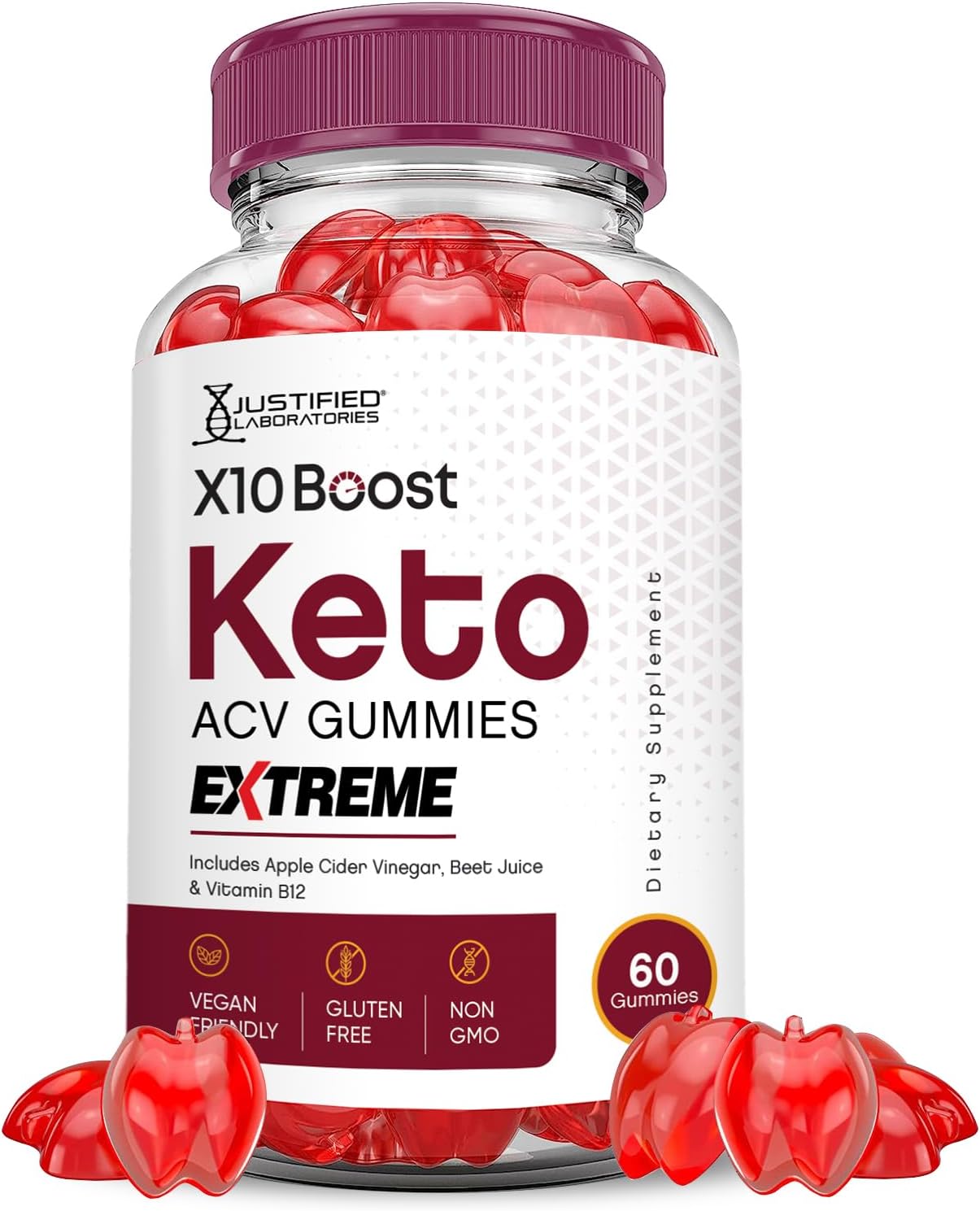 Extreme 2000MG X10 Boost Keto ACV Gummies with Pomegranate Beet Juice Powder B12 - Vegan Non GMO