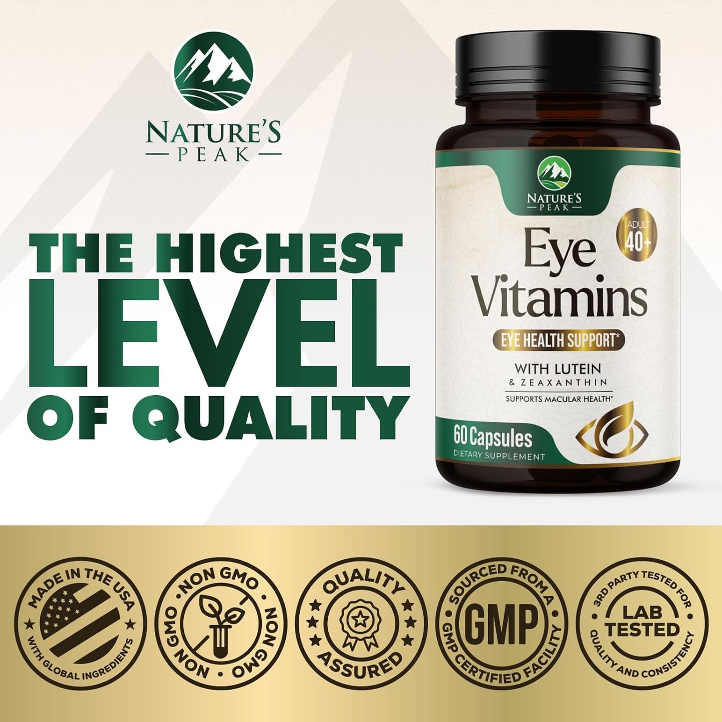 Eye Health Supplement with Zinc, Vitamins C & E, Lutein, Zeaxanthin - 60 Capsules, Non-GMO Vegan Formula for Adults - BoostGo Australia