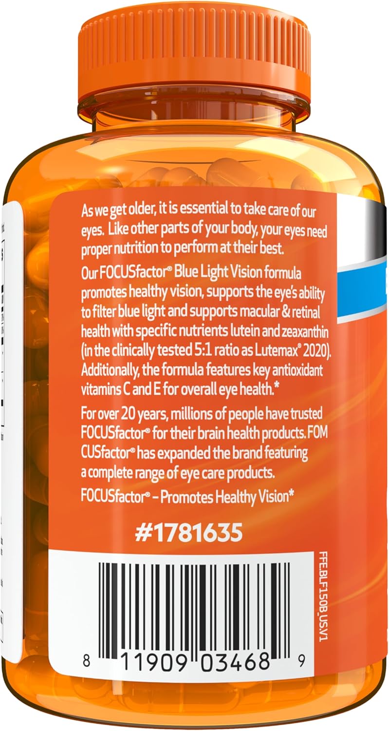 Eye Vitamin Supplement with Blue Light Filtration Support - Focus Factor Blue Light Formula (150 Count) - Lutein, Zeaxanthin, Vitamin C, E, Lutemax 2020® - Promotes Eye Health - BoostGo Australia