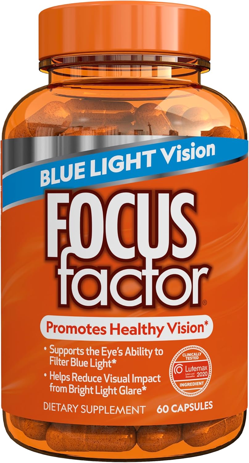 Eye Vitamins with Blue Light Filtration - Focus Factor Blue Light Formula (60 Count) - Lutein, Zeaxanthin, Vitamin C & E - Supports Eye Health with Lutemax 2020® - BoostGo Australia