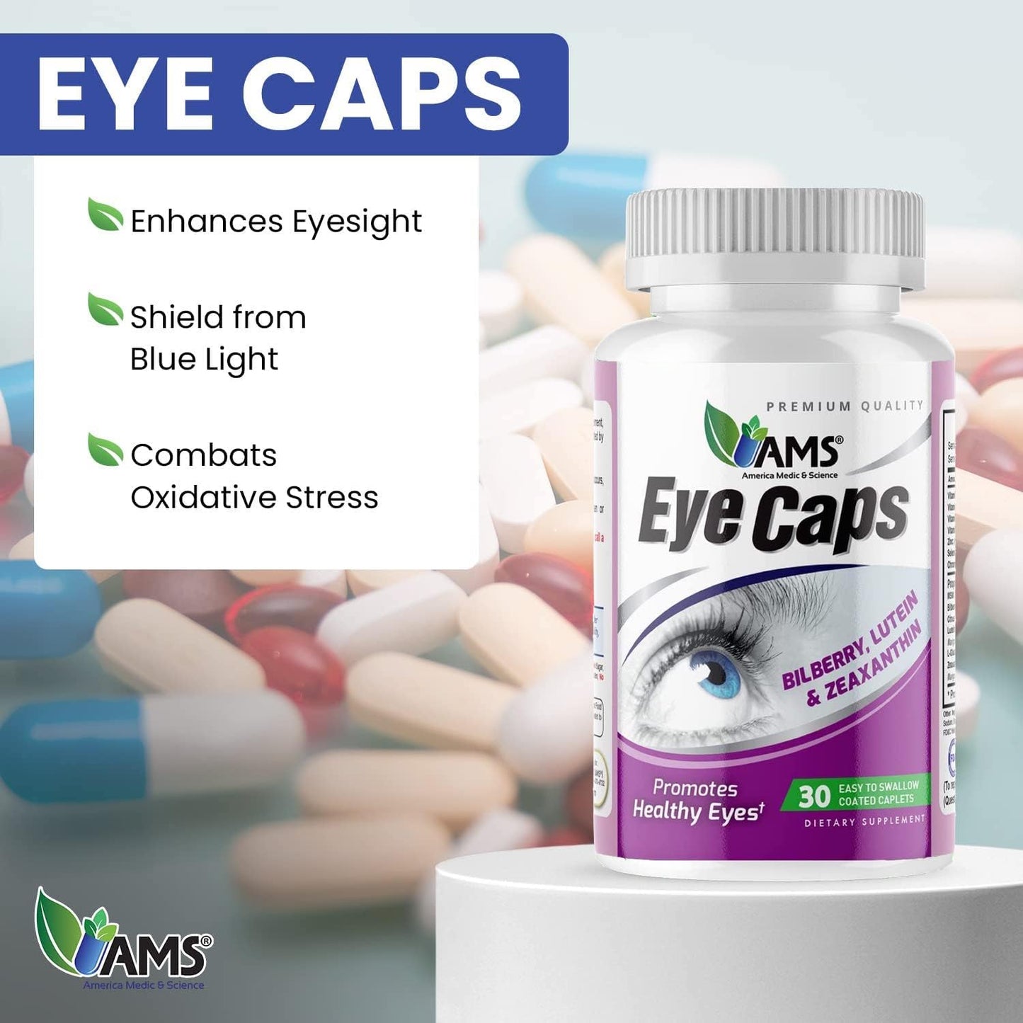 EyeCaps: Vision Health Dietary Supplement with Lutein, Zinc, and Vitamins for Men and Women