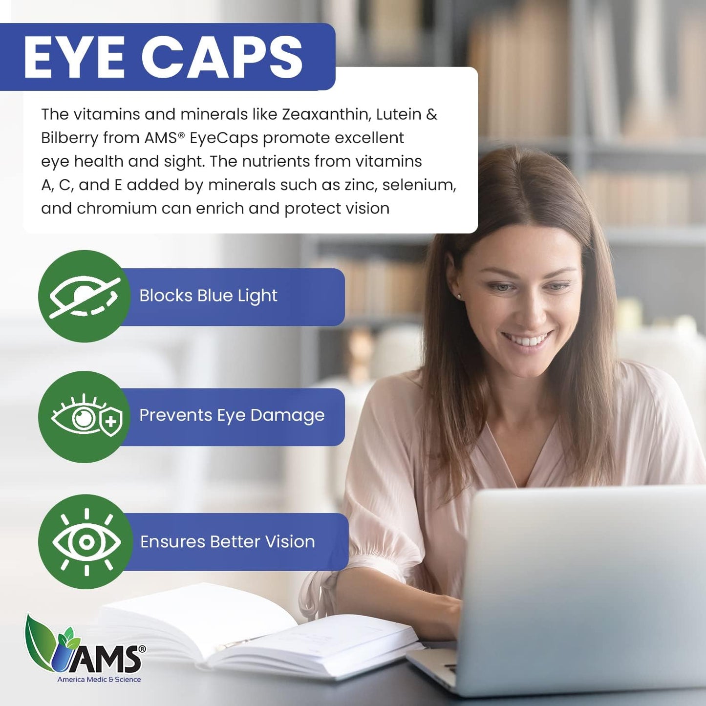 EyeCaps: Vision Health Dietary Supplement with Lutein, Zinc, and Vitamins for Men and Women