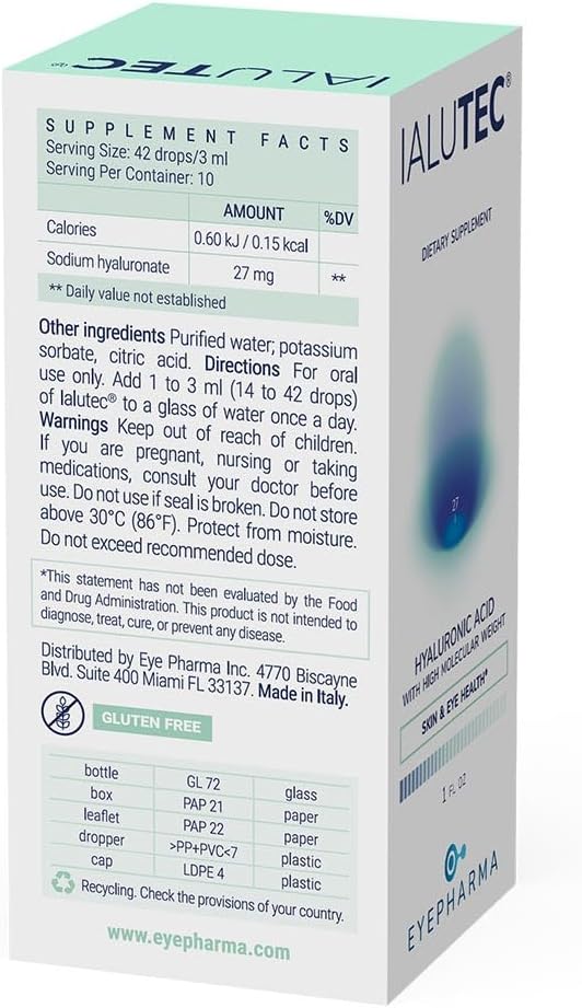 EyePharma Hyaluronic Acid Oral Supplement with High Molecular Weight for Joint Support - Advanced Formula - 1 oz