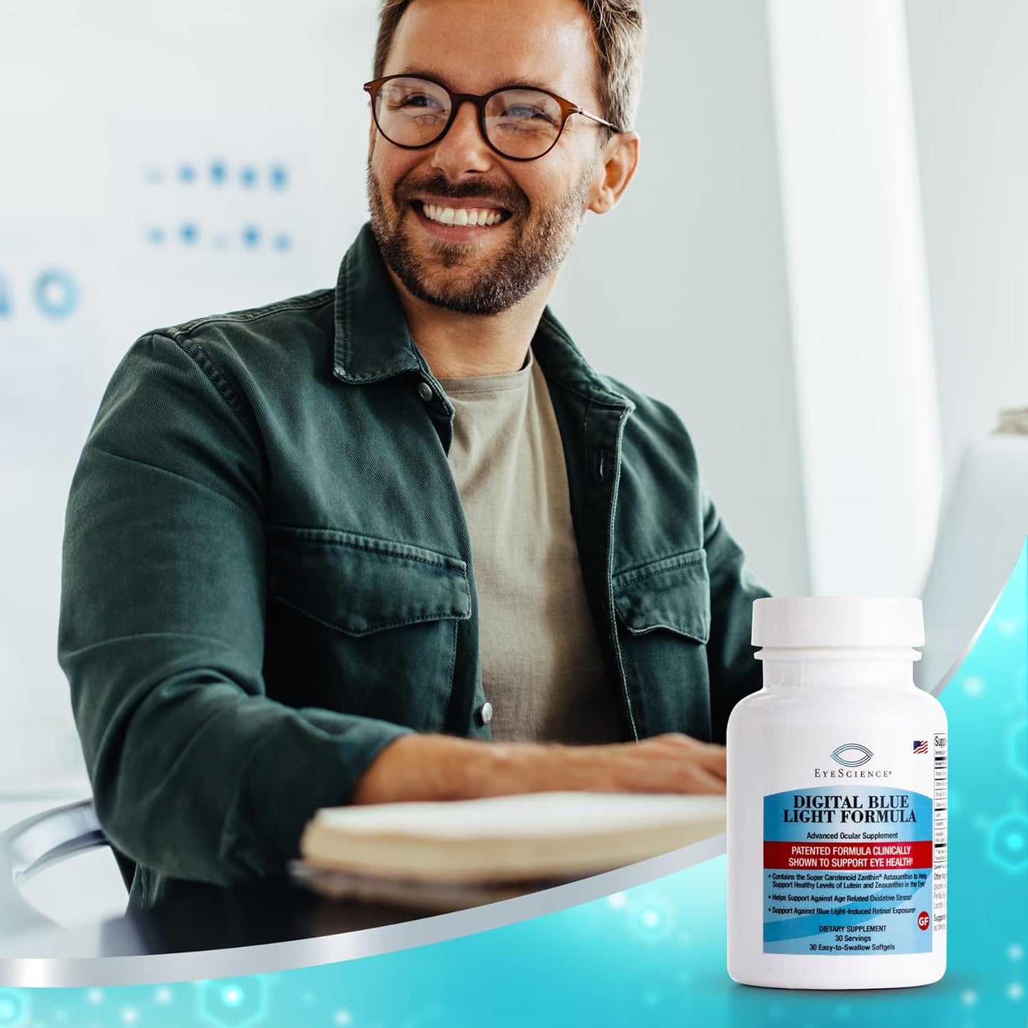 EyeScience Digital Blue Light Formula - Support Eye Health with Astaxanthin, Lutein & Zeaxanthin - Comfortable Screen Time - Non-GMO, Gluten-Free - 30 Softgels