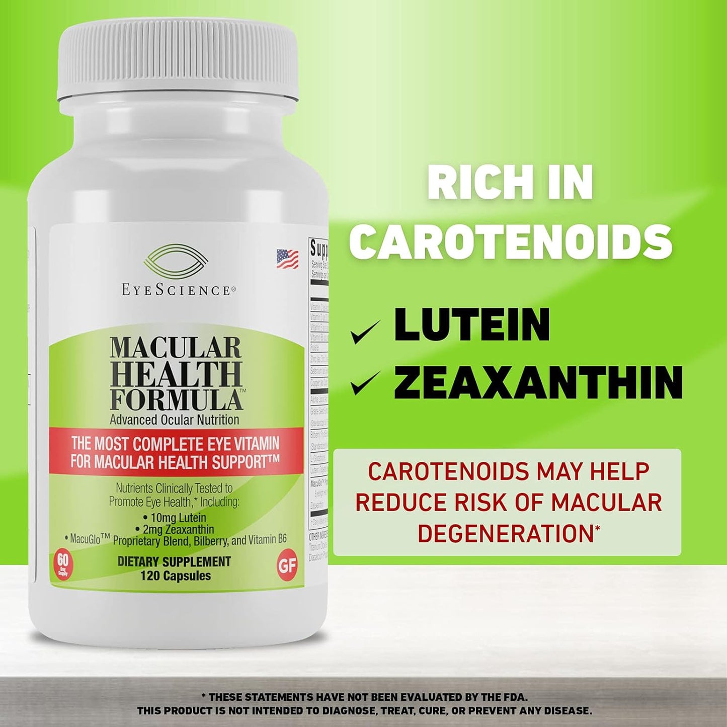 EyeScience Macular Health Advanced Ocular Vitamin Supplement with Lutein, Zeaxanthin, and Vitamins C, D, E, B6 - 60 Day Supply