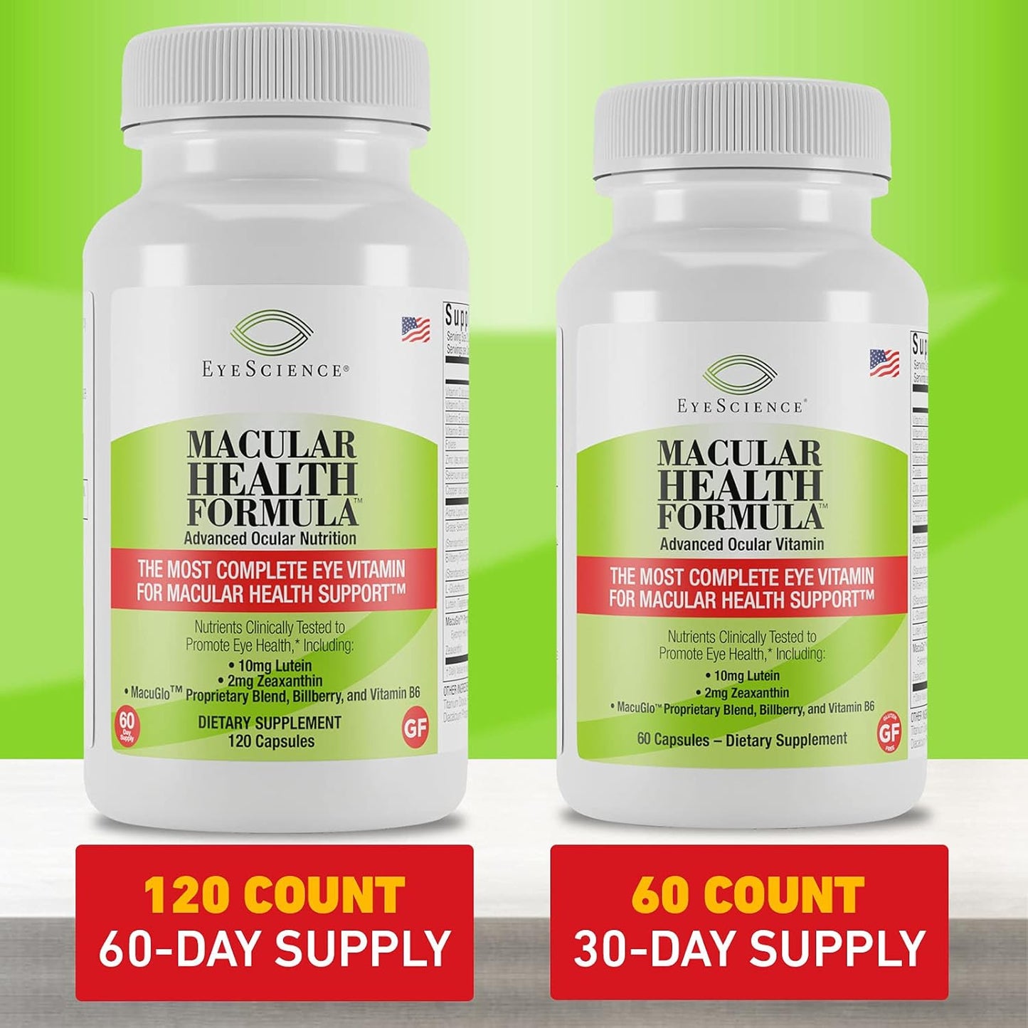 EyeScience Macular Health Advanced Ocular Vitamin Supplement with Lutein, Zeaxanthin, and Vitamins C, D, E, B6 - 60 Day Supply