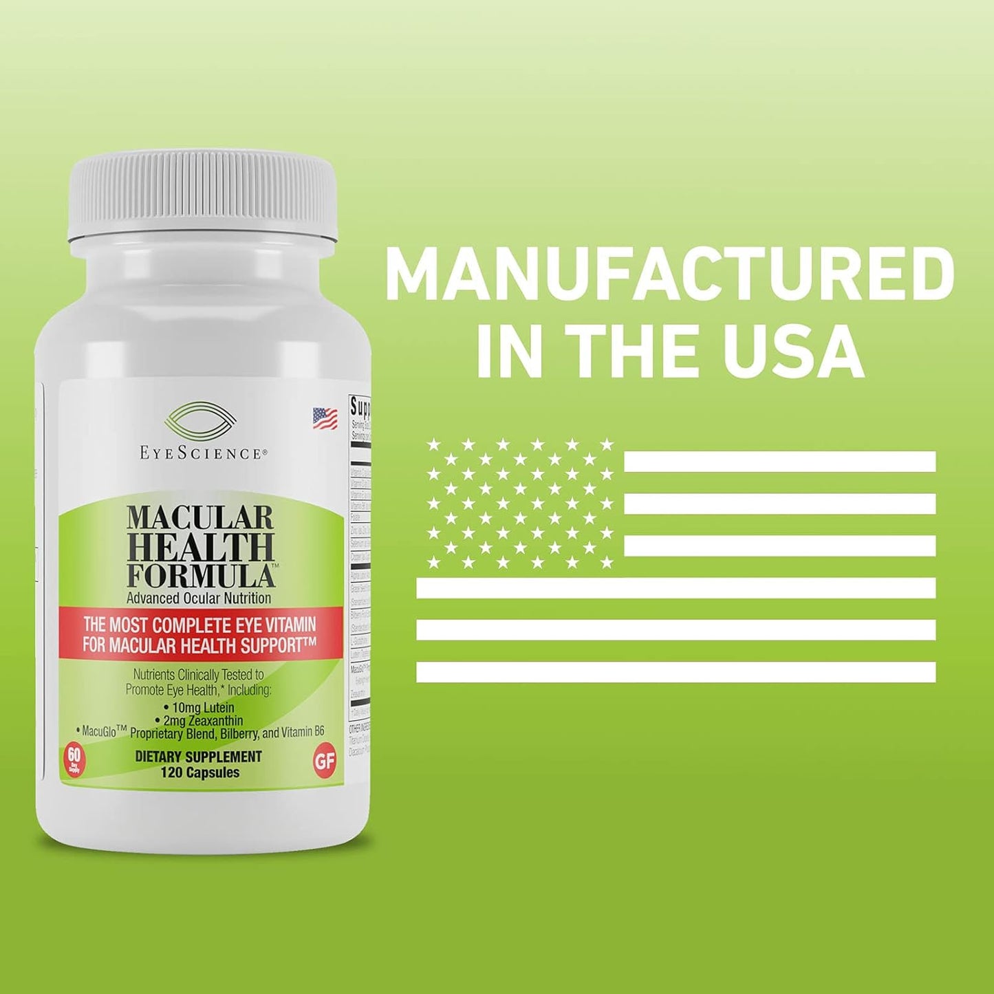 EyeScience Macular Health Advanced Ocular Vitamin Supplement with Lutein, Zeaxanthin, and Vitamins C, D, E, B6 - 60 Day Supply