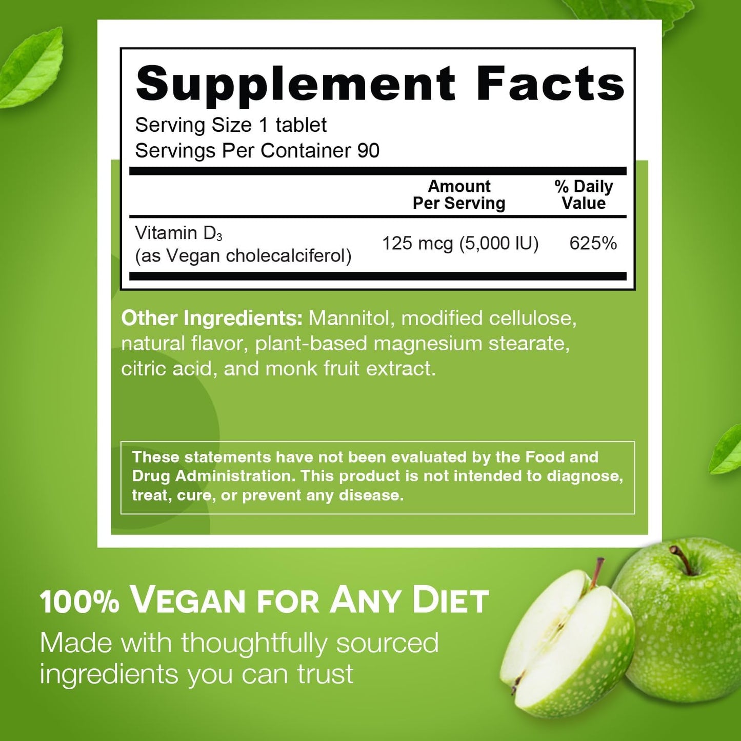 EZ Melts Vitamin D3 5,000 IU - Dissolvable Tablets for 3 Months - Sugar-Free Formula