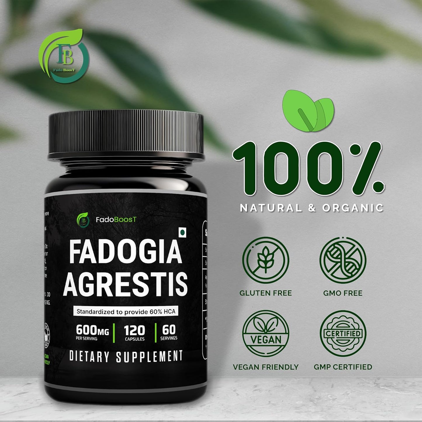 FadoBoost Fadogia Agrestis Capsules - 120 Count, Natural Testosterone Support