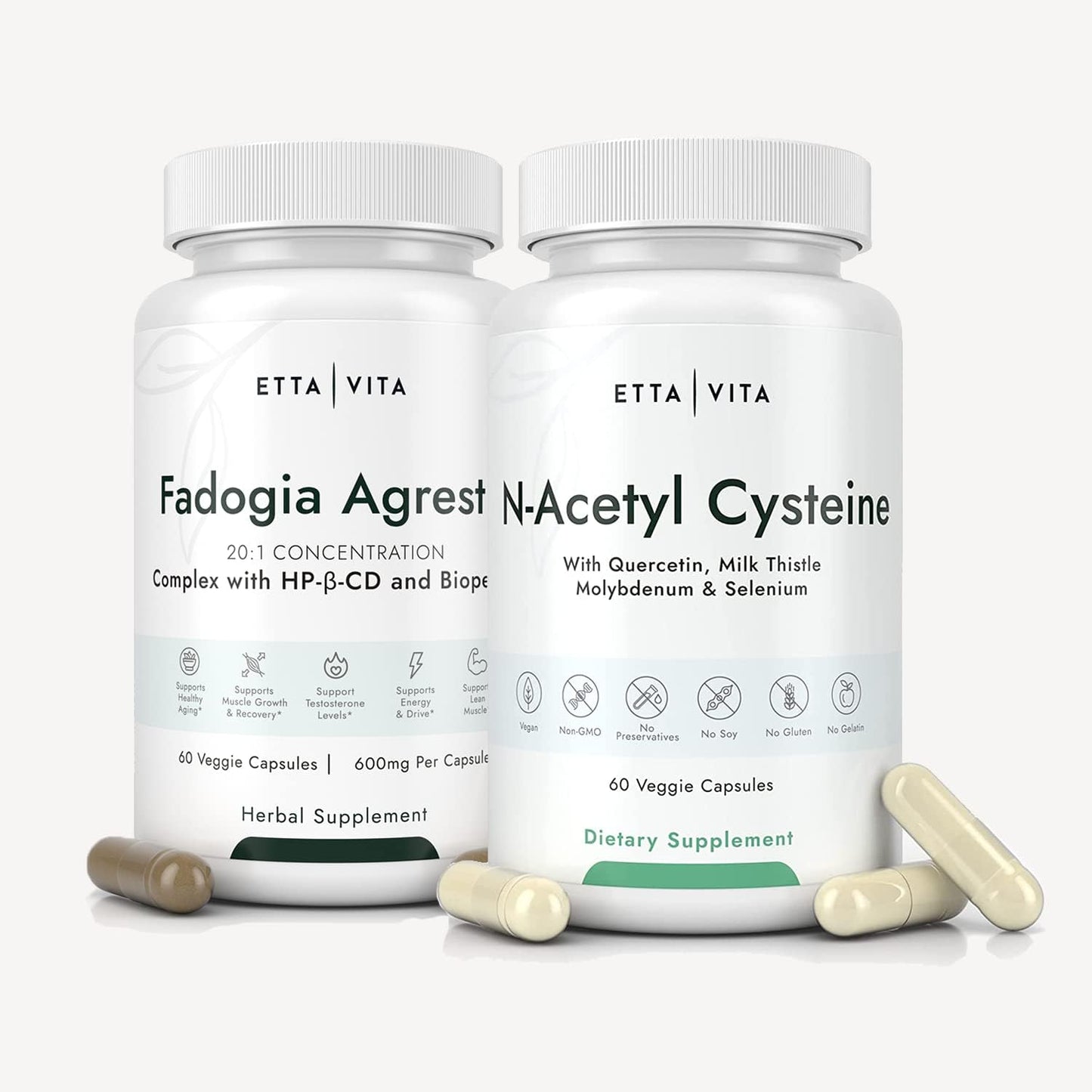 Fadogia Agrestis & N-Acetyl Cysteine Bundle: Enhanced Absorption with BioPerine, HP-β-CD, Quercetin, Milk Thistle, Molybdenum, Selenium - 600mg - 3X Absorbency