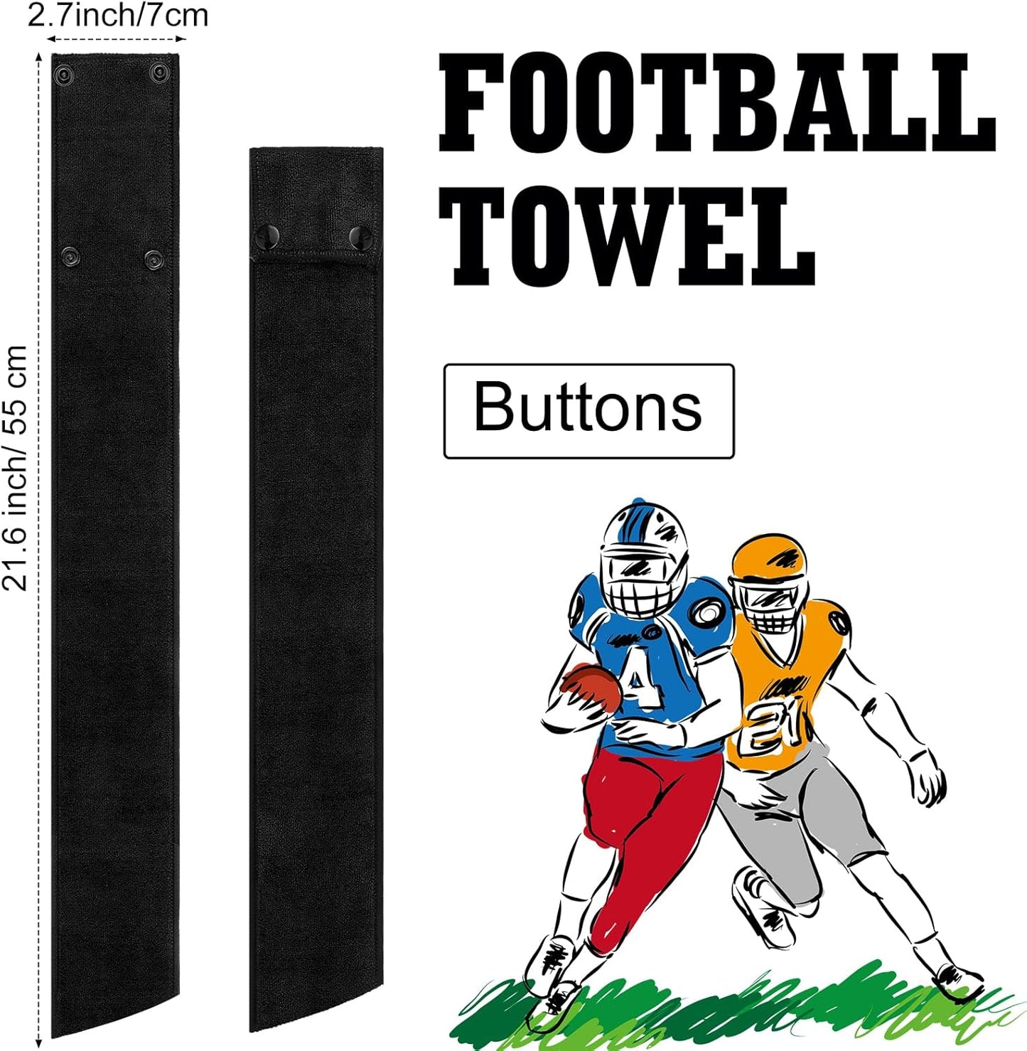 Fanfanwin Football Towel with Buttons - Thin Sports Towel for Drip Management - Football Accessories for Sports Players