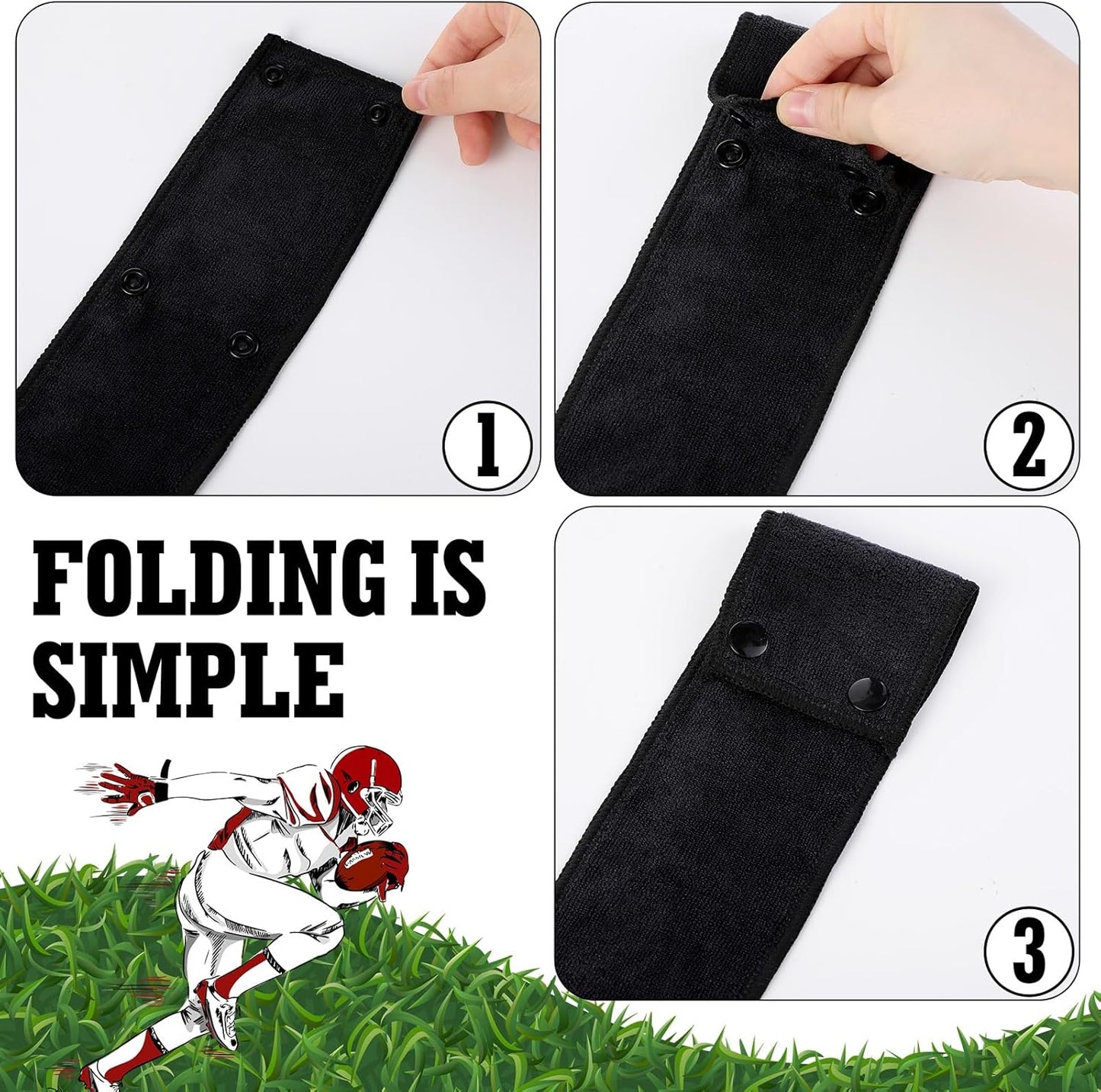 Fanfanwin Football Towel with Buttons - Thin Sports Towel for Drip Management - Football Accessories for Sports Players