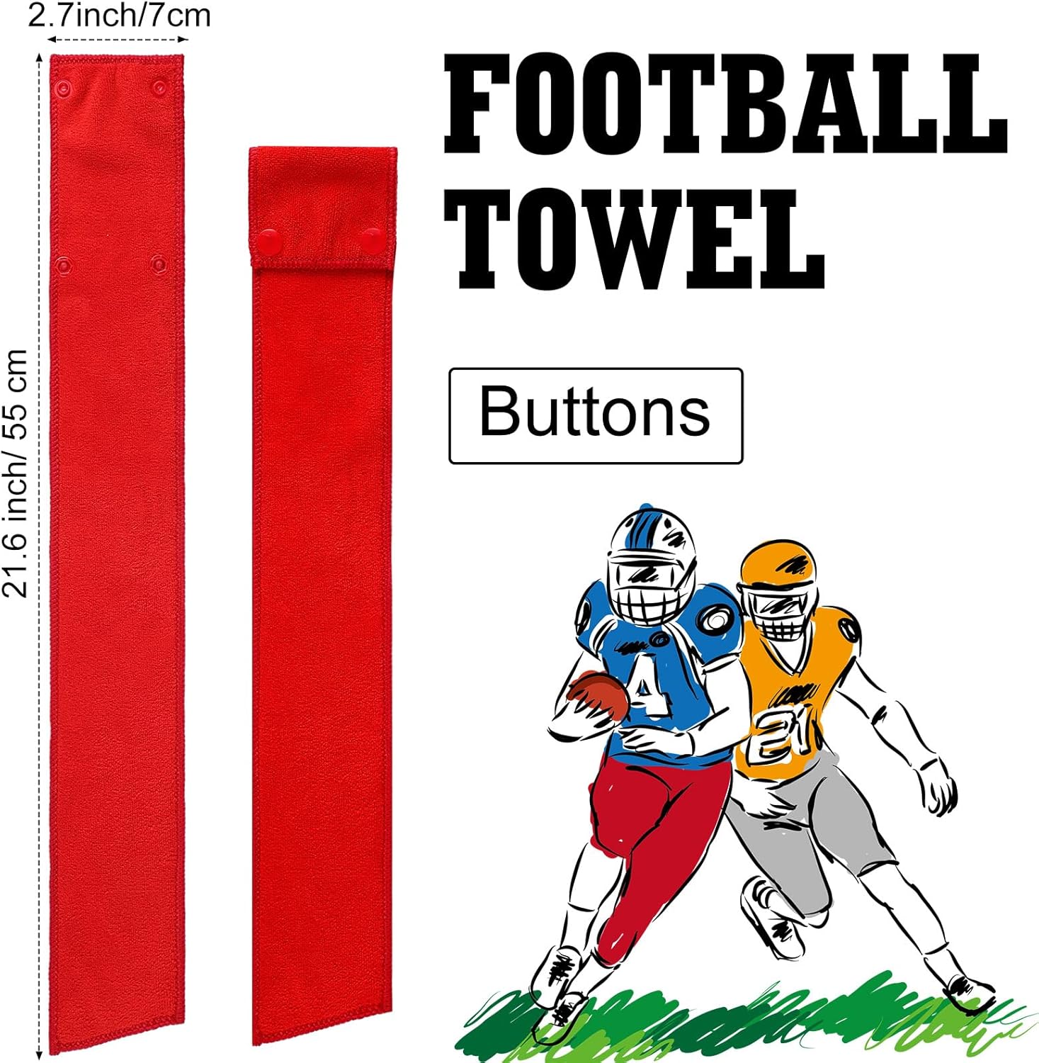 Fanfanwin Thin Football Towel with Buttons - Drip Streamer Sports Accessories