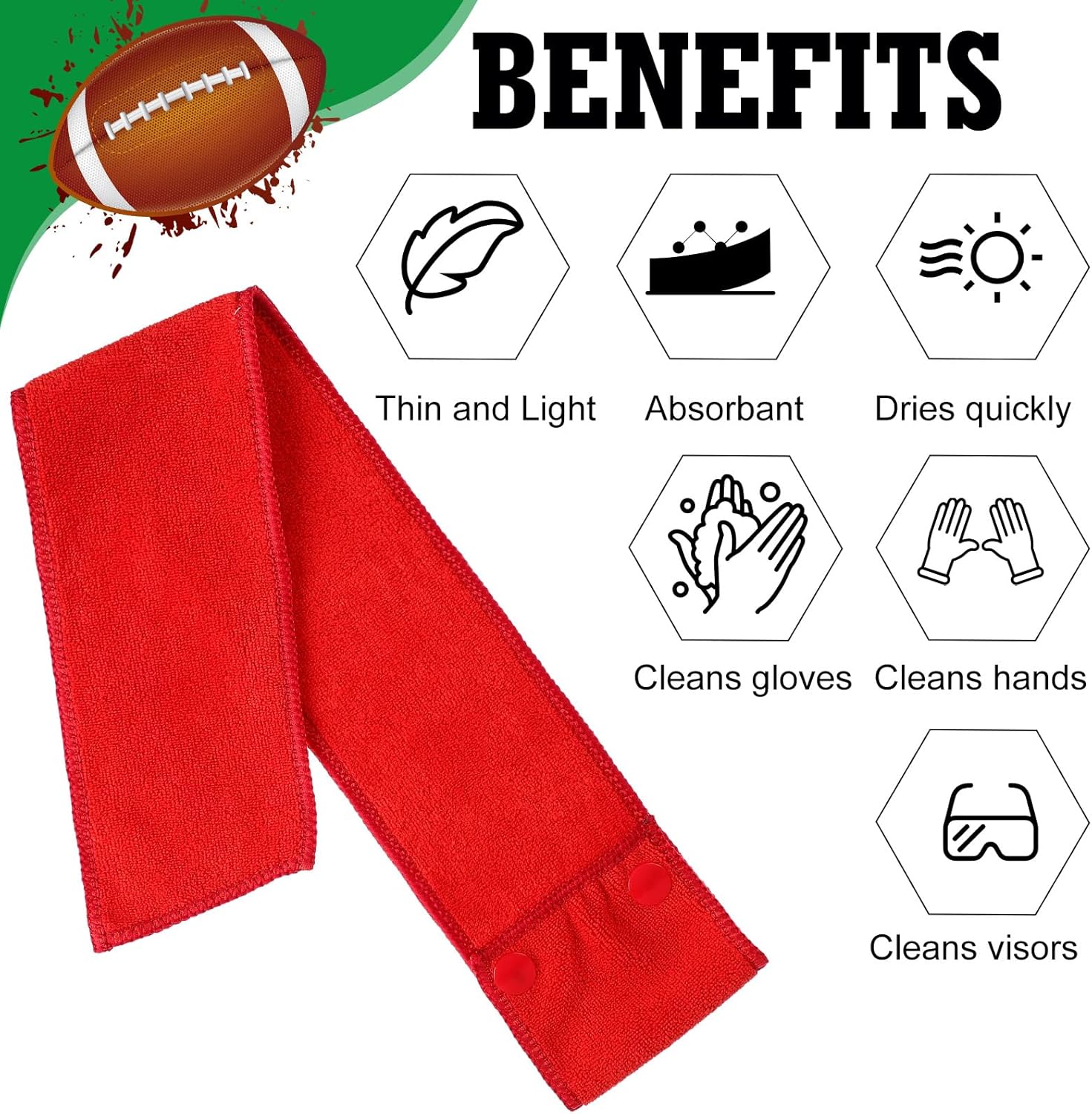 Fanfanwin Thin Football Towel with Buttons - Drip Streamer Sports Accessories