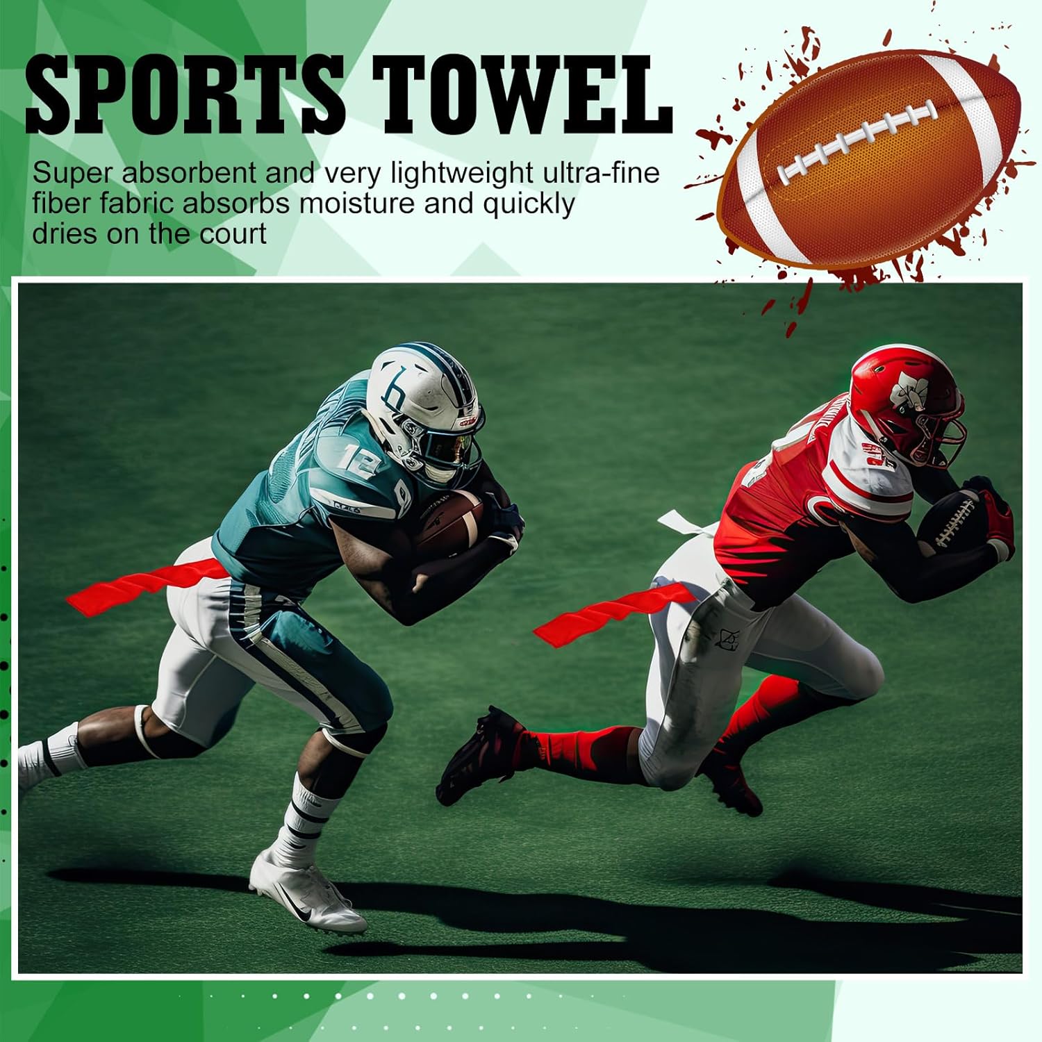Fanfanwin Thin Football Towel with Buttons - Drip Streamer Sports Accessories