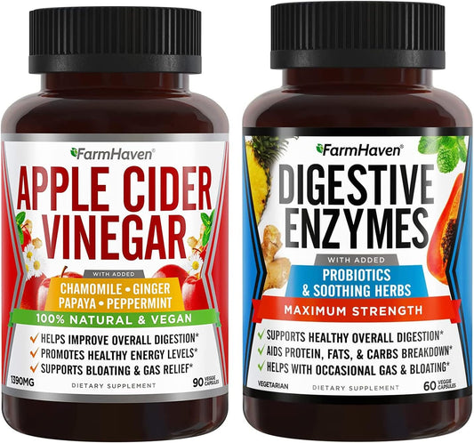FarmHaven Apple Cider Vinegar Capsules with Ginger, Digestive Enzymes, Probiotics, and Herbs - 18 Ingredients