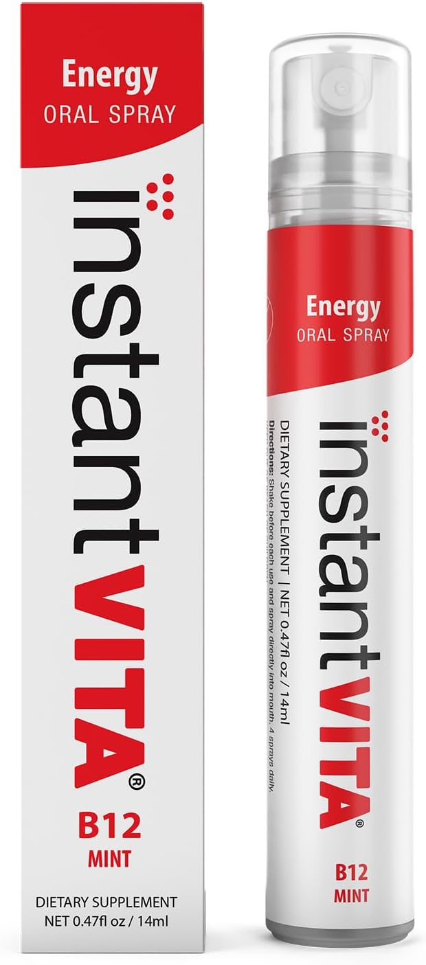 Fast-Absorbing Instantvita Vitamin B12 Oral Spray for Energy Boost - Mint Flavor, 1-Month Supply