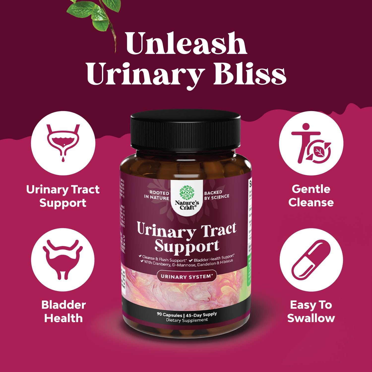 Fast Acting D Mannose Capsules & Pure Magnesium Bundle for Women's Urinary Tract Health, Mood, Sleep, and Relaxation