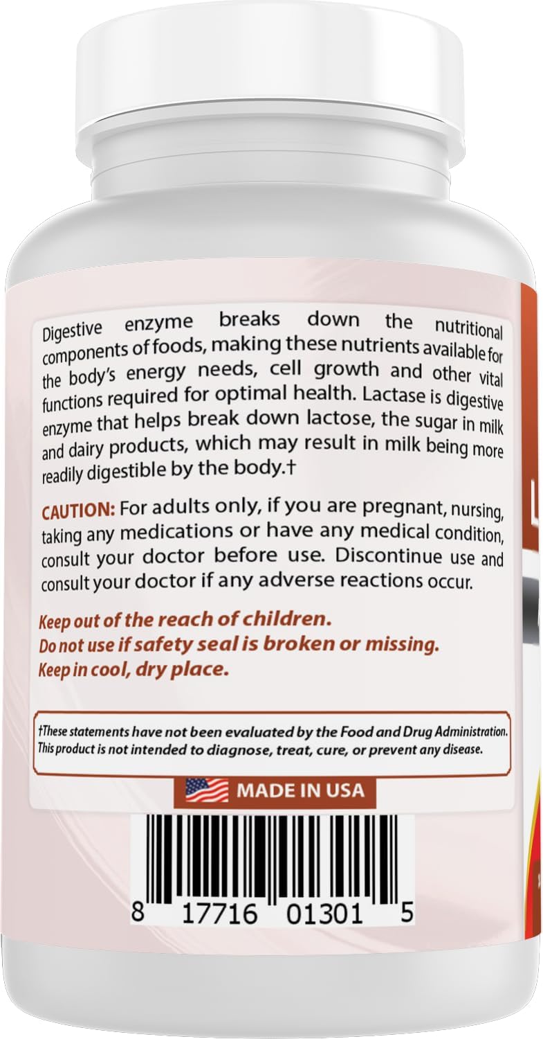 Fast Acting Lactose Intolerance Relief Tablets with Natural Lactase Enzyme - 90 Count