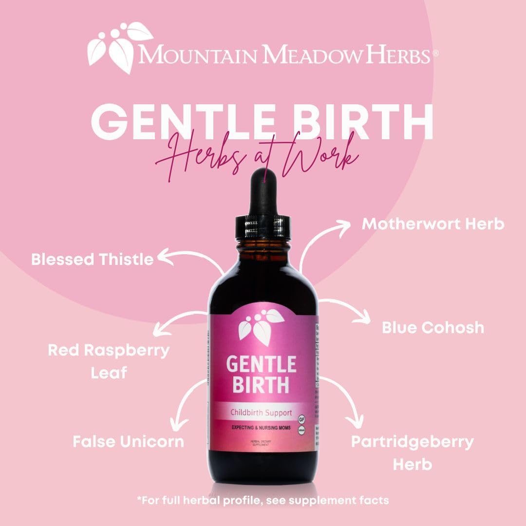 Fast-Acting Liquid Herbal Extract for Childbirth Support - 4oz, Mountain Meadow Herbs Gentle Birth Formula for Labor Prep