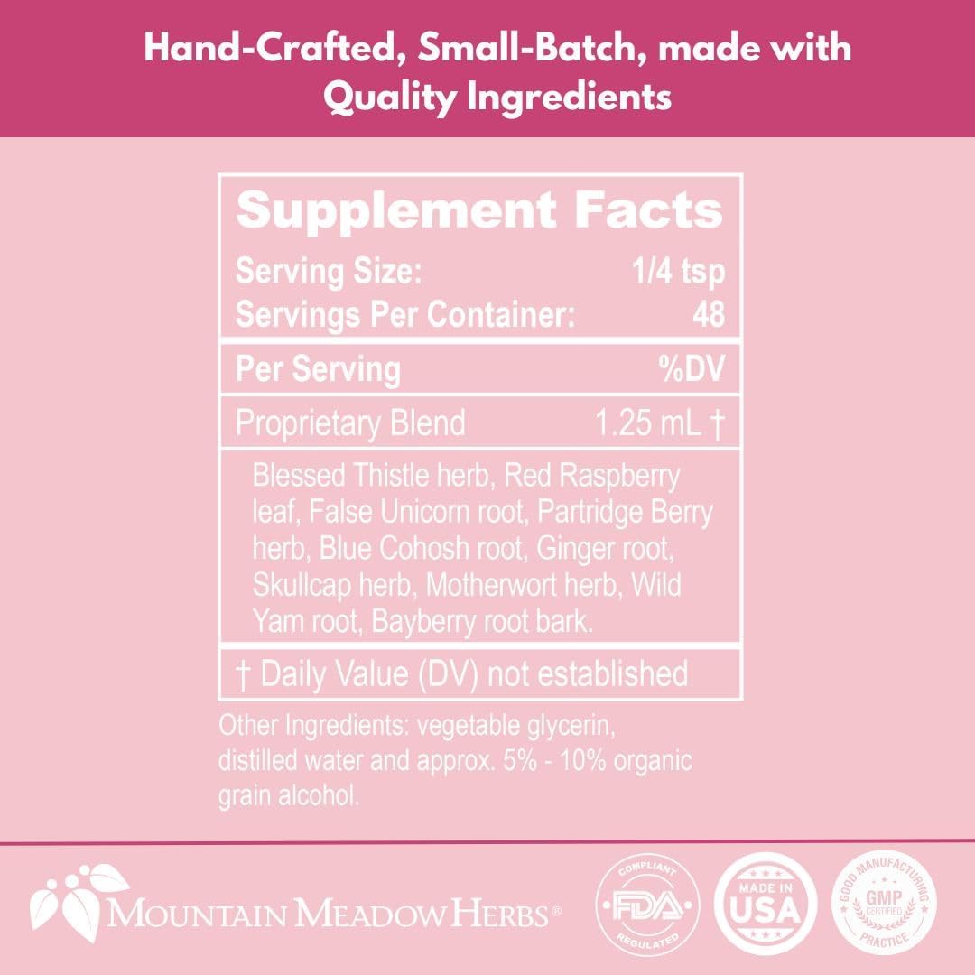 Fast-Acting Liquid Herbal Extract for Childbirth Support - 4oz, Mountain Meadow Herbs Gentle Birth Formula for Labor Prep