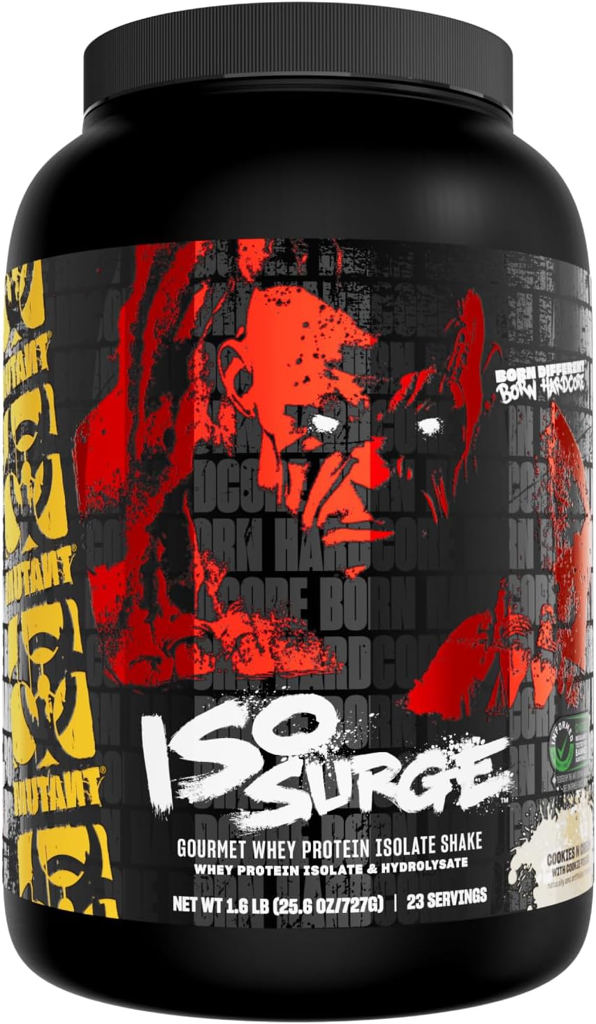 Fast-Acting Mutant ISO Surge Whey Protein Isolate Powder for Recovery, Muscle Building, and Strength - 1.6 lb Cookies & Cream Flavor