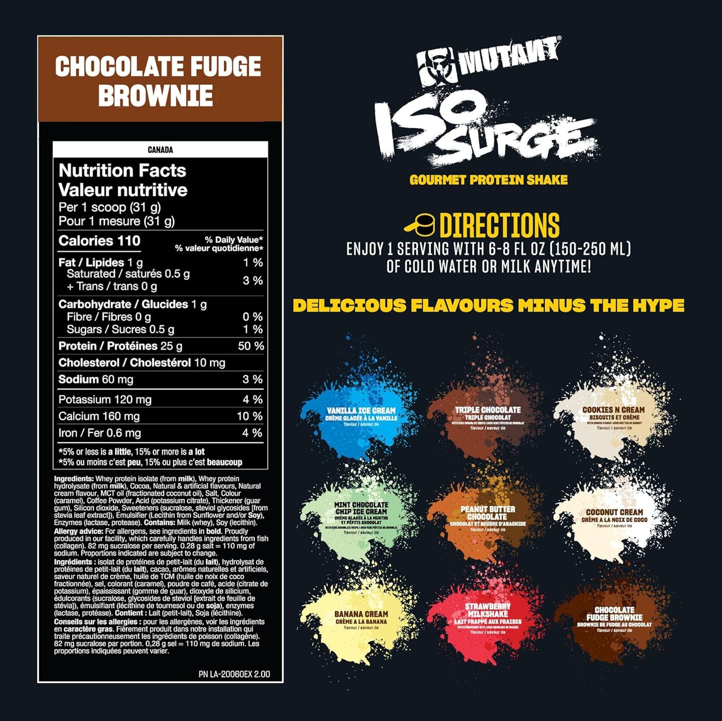 Fast-Acting Mutant ISO Surge Whey Protein Isolate Powder for Recovery, Muscle Building, and Strength - Chocolate Fudge Brownie Flavor - 1.6 lb