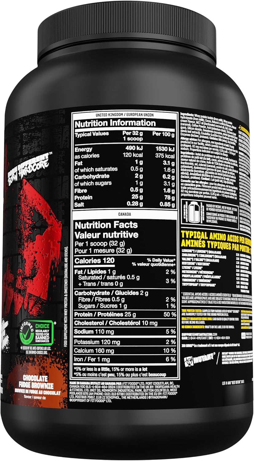 Fast-Acting Mutant ISO Surge Whey Protein Isolate Powder for Recovery, Muscle Building, and Strength - Chocolate Fudge Brownie Flavor - 1.6 lb