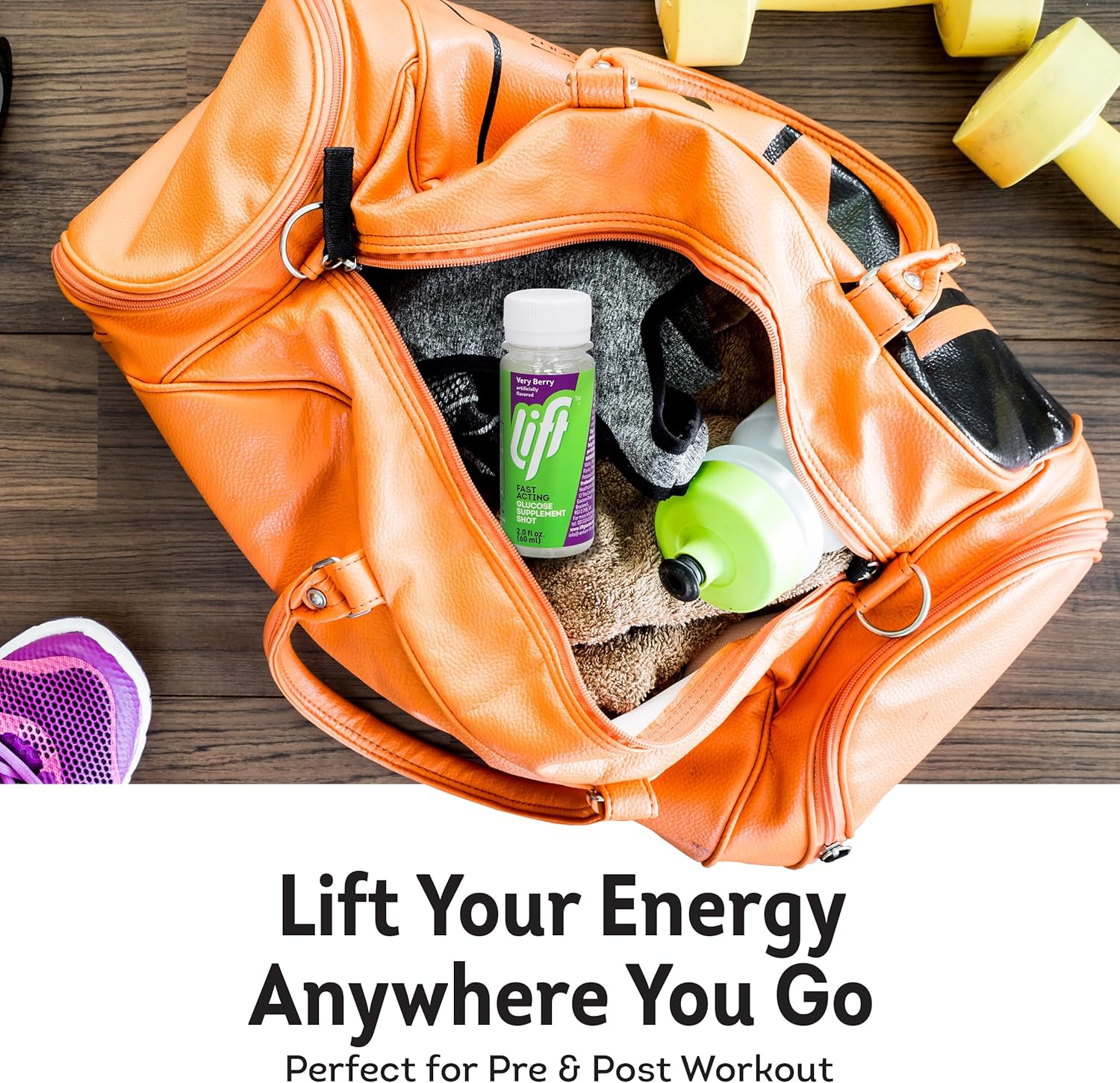 Fast-Acting Very Berry Glucose Energy Juice Shots, Caffeine-Free, 2.0 fl oz Bottles (Pack of 12)