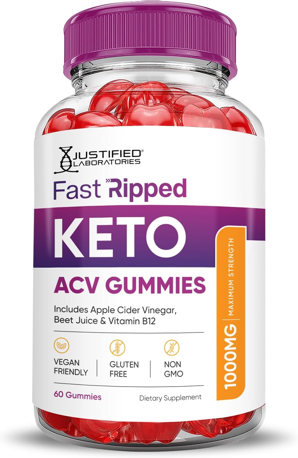 Fast Ripped Keto ACV Gummies (2 Pack) - Advanced Formula with Pomegranate Beet Juice - 1000MG - Vegan - Non GMO