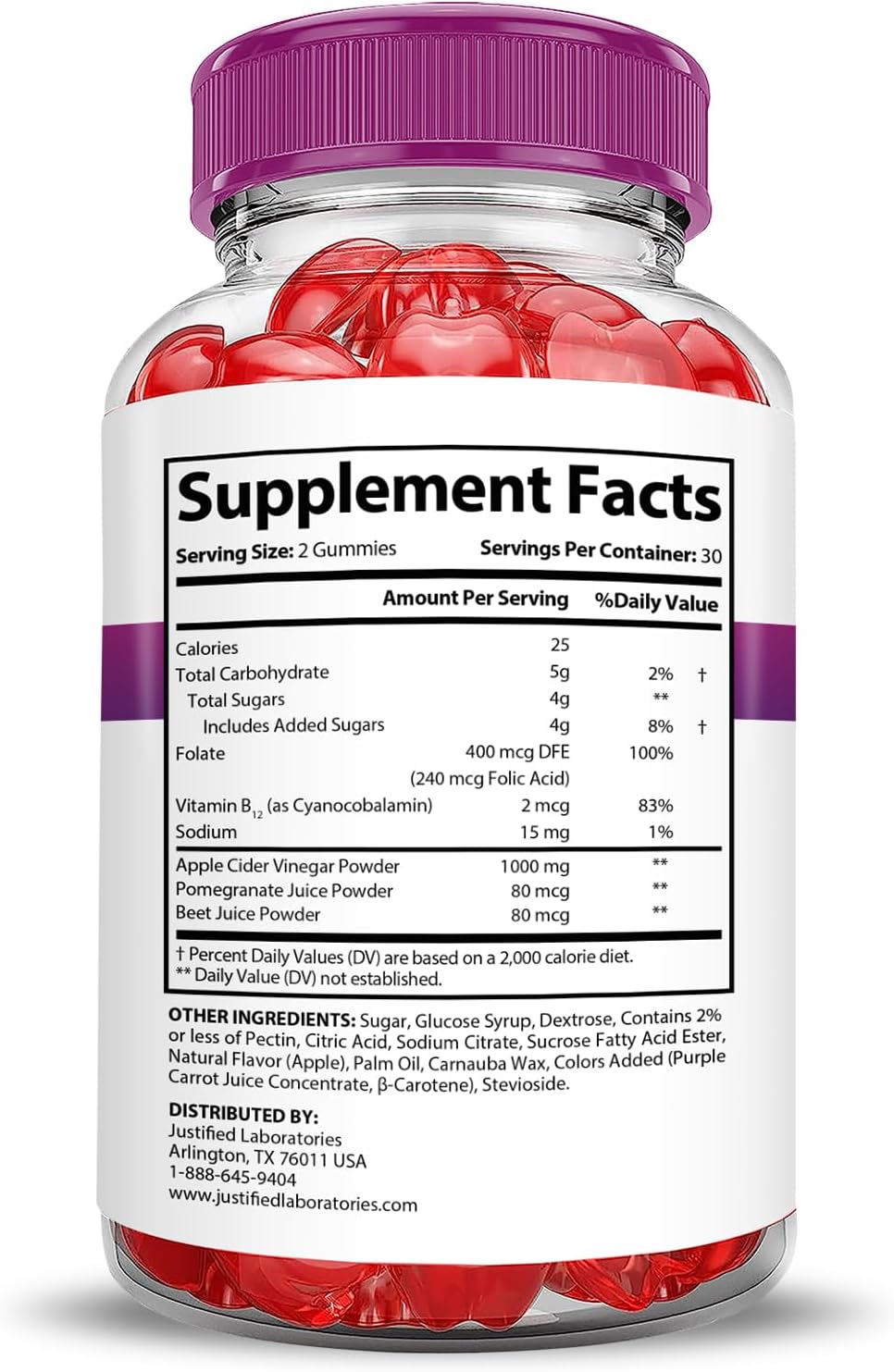 Fast Ripped Keto ACV Gummies (2 Pack) - Advanced Formula with Pomegranate Beet Juice - 1000MG - Vegan - Non GMO