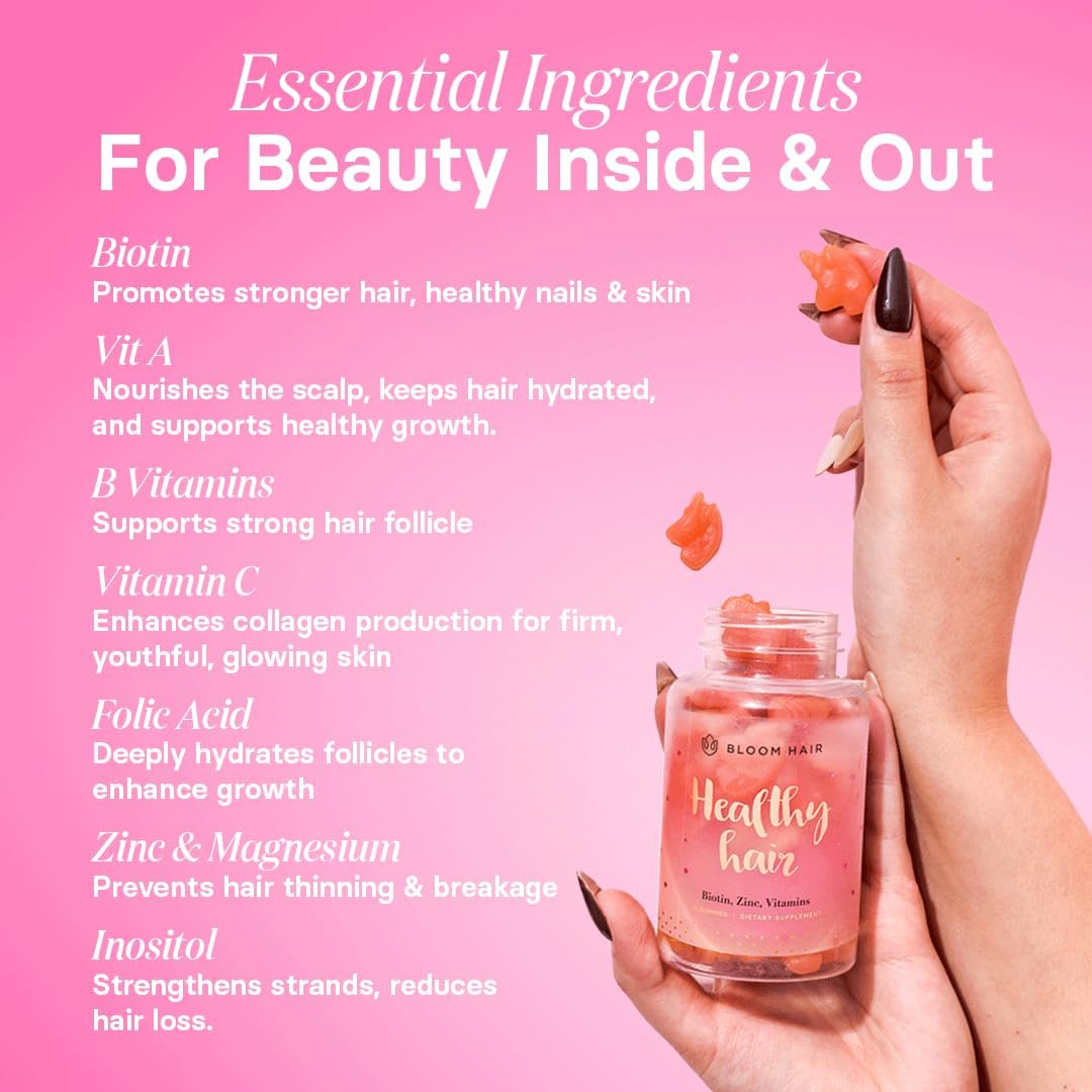 Faster Hair Growth Gummies with Biotin for Women - Vegan Hair Vitamins for Increased Thickness