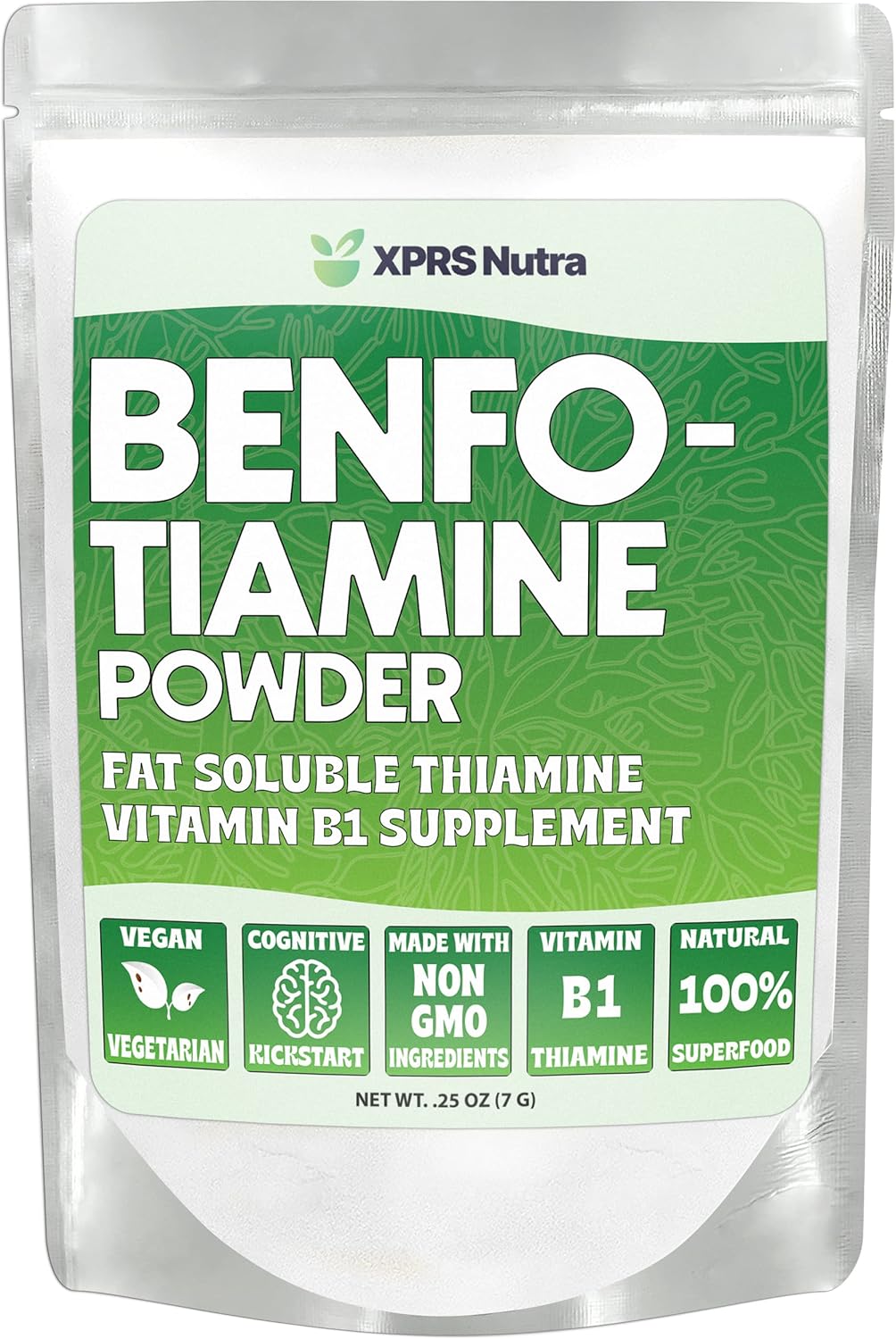 Fat Soluble Benfotiamine Powder - Advanced Vitamin B1 Supplement for Cognitive Boost - Vegan Friendly (.25 oz)