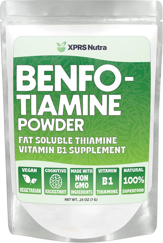 Fat Soluble Benfotiamine Powder - Advanced Vitamin B1 Supplement for Cognitive Boost - Vegan Friendly (.25 oz)