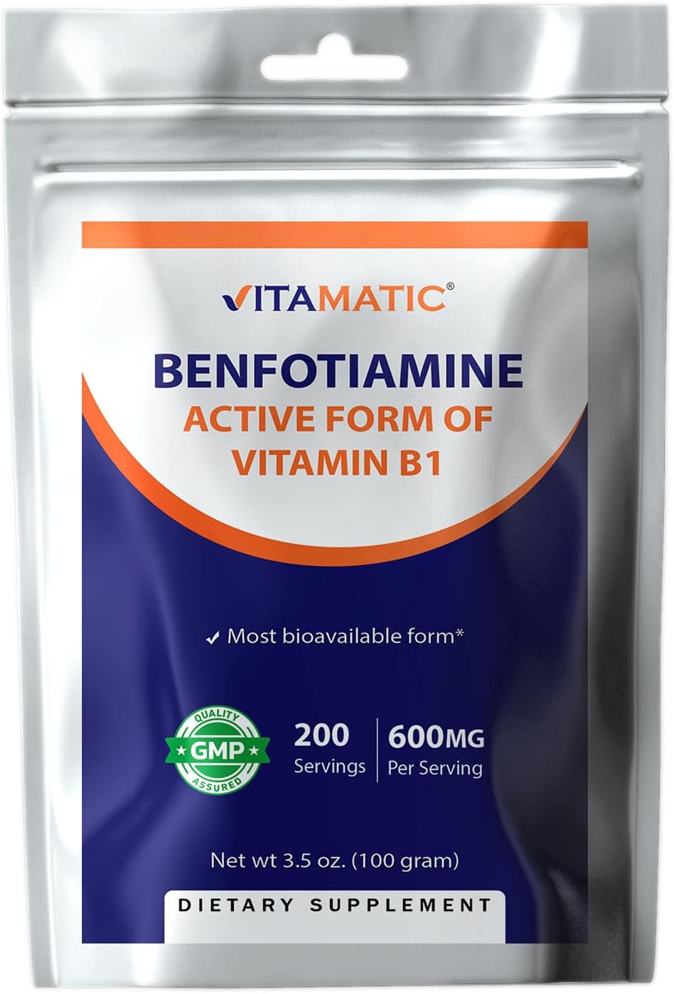 Fat Soluble Vitamin B1 Powder Supplement - 100g Pure Benfotiamine, 600mg per Serving
