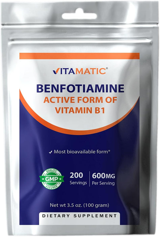 Fat Soluble Vitamin B1 Powder Supplement - 100g Pure Benfotiamine, 600mg per Serving